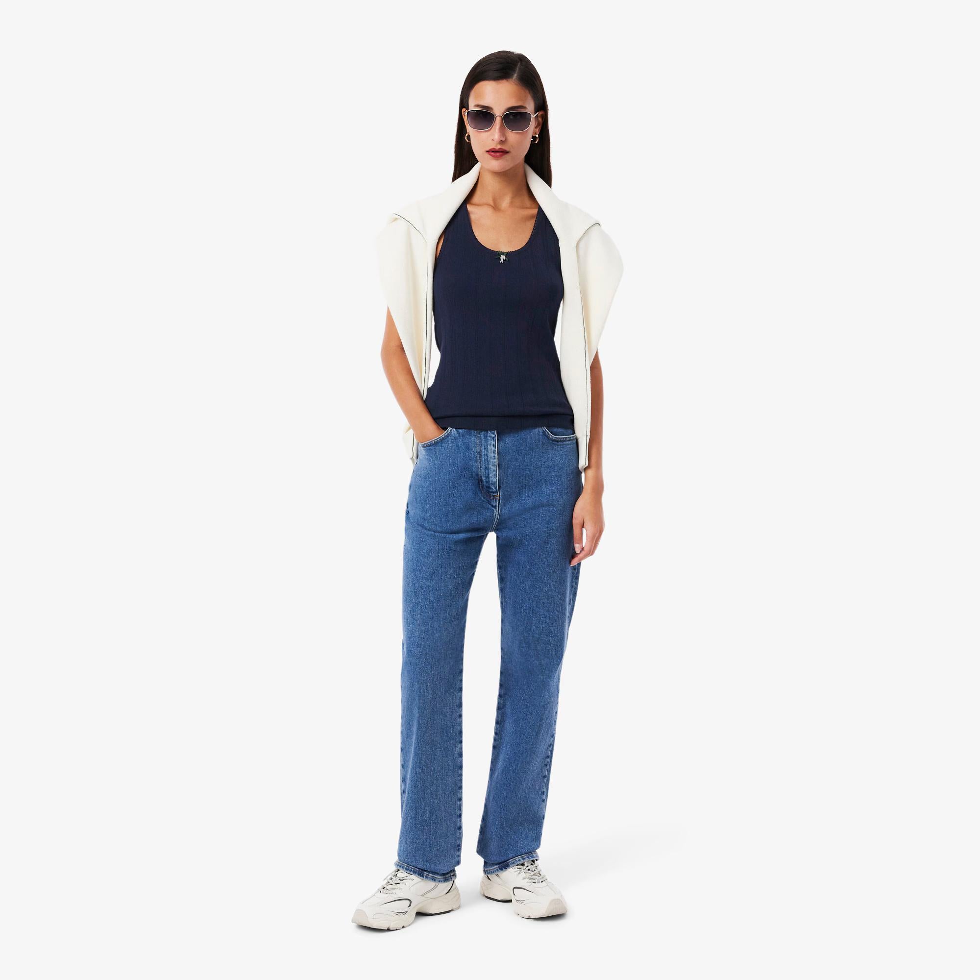 Canotta slim fit Pointelle in maglia di cotone TF5279 166 LACOSTE 