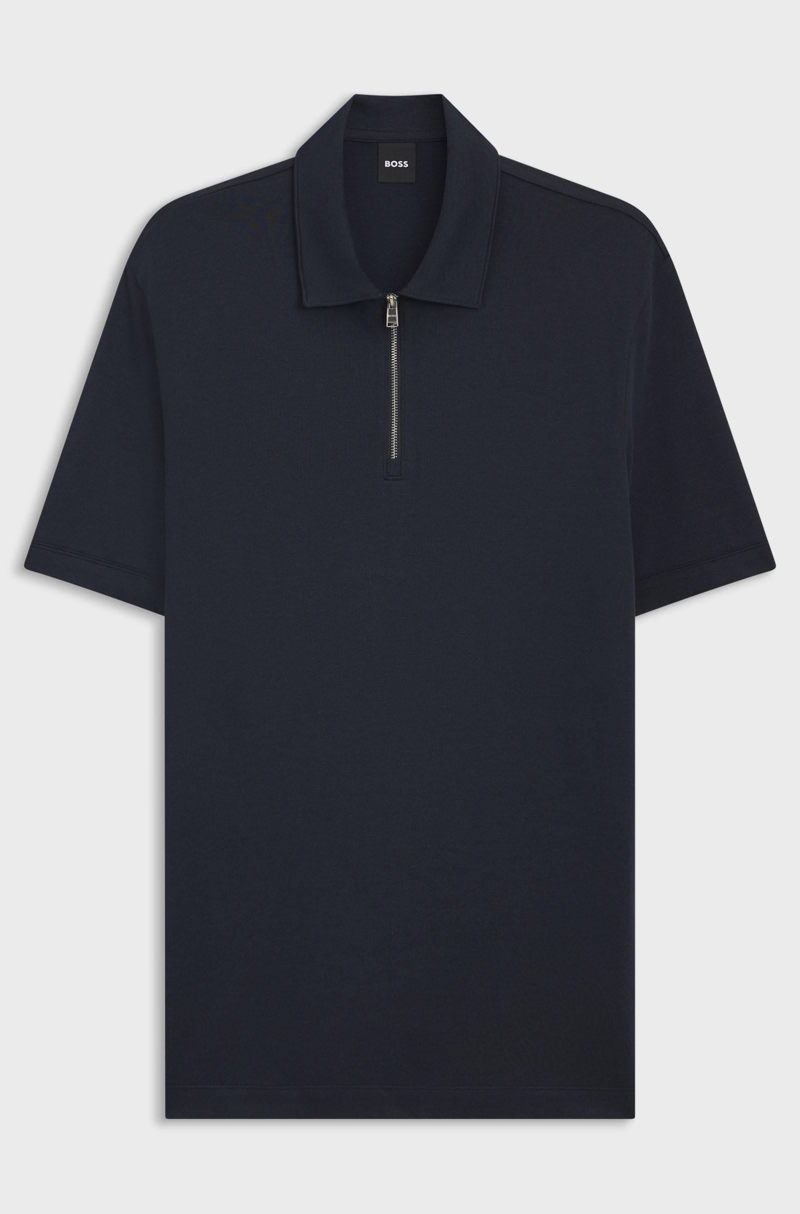 Polo con collo a zip e trama piqué 50544091 404 BOSS 