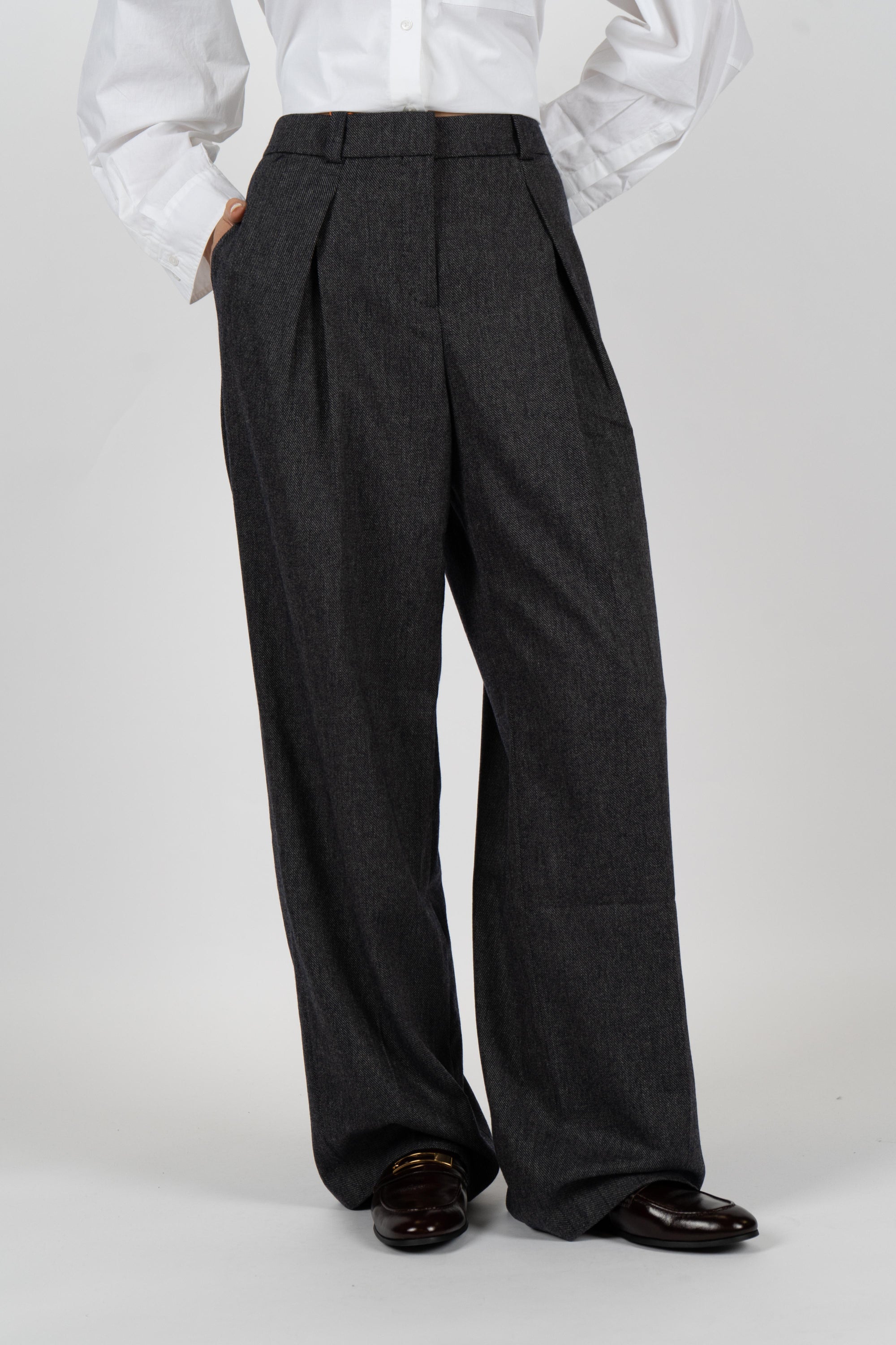 Pantaloni a gamba dritta Melange in flanella elasticizzata 50547679 408 BOSS 