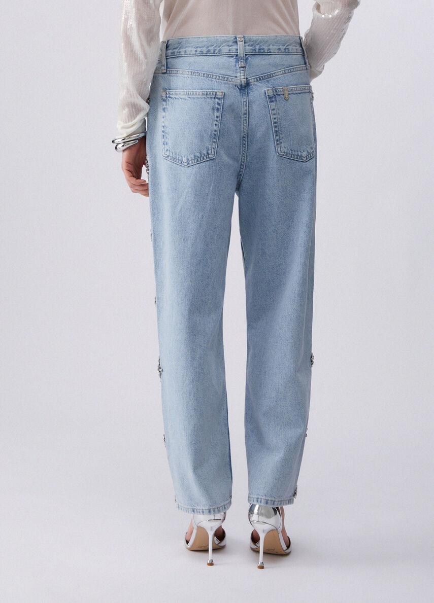 Jeans straight con ricami gioiello UA6196D4854 79019 LIU JO BLUE DENIM 