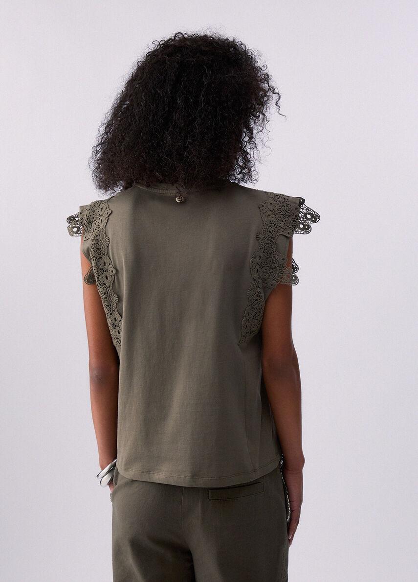 T-shirt con dettagli macramè WA6311J3885 90822 LIU JO WHITE1 