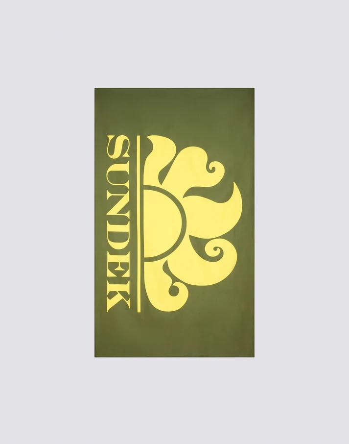 Telo mare in microfibra con logo dark green AM398ATMI100 30201 SUNDEK 