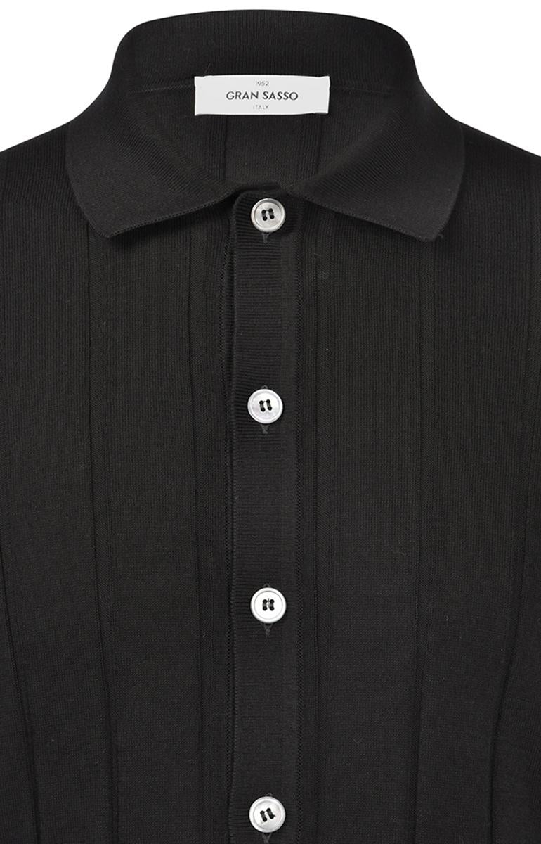 Camicia in maglia a coste nero 57143/20634 099 GRAN SASSO 