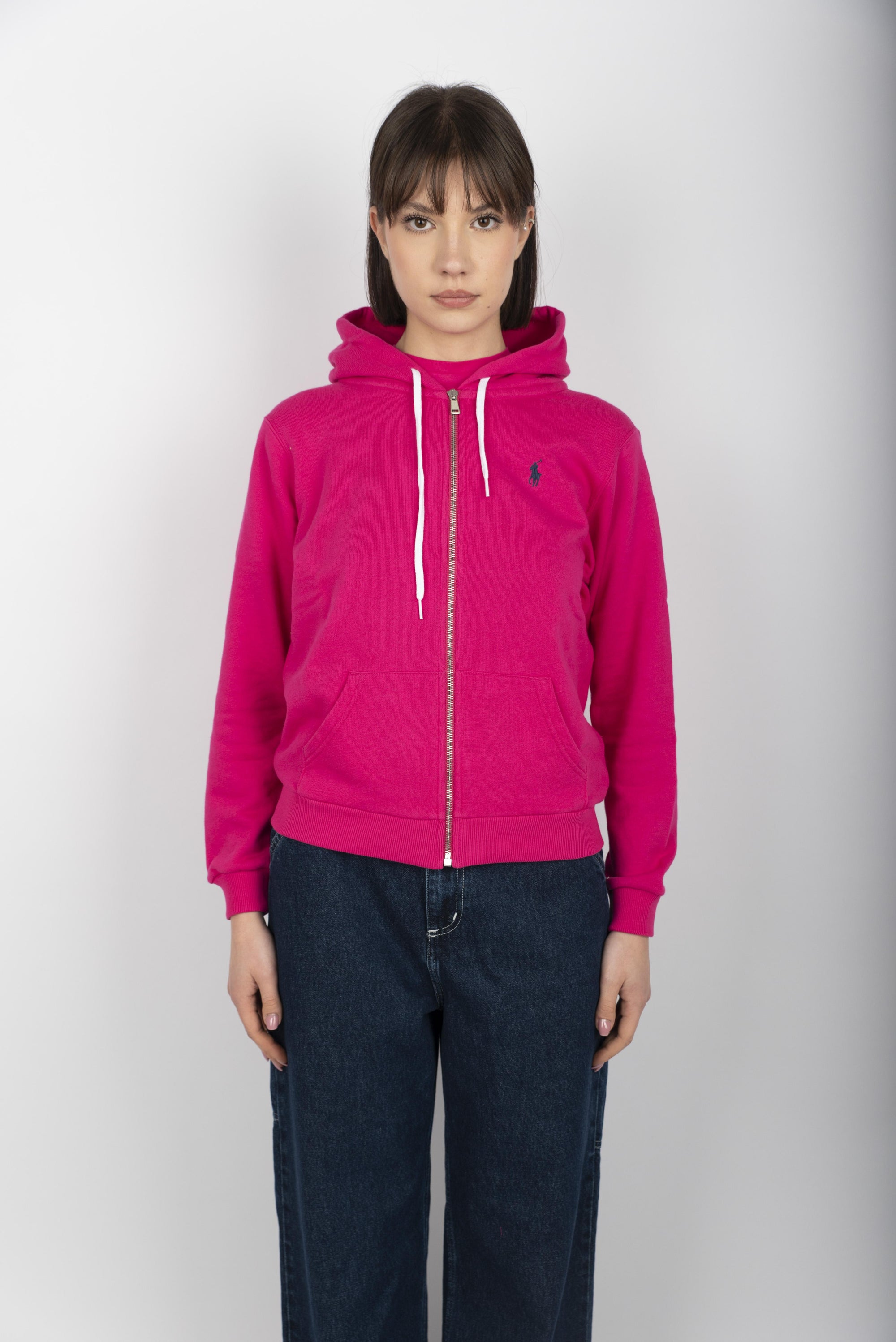 Felpa con cappuccio e cerniera rosa brillante 211935584 014 POLO RALPH LAUREN 
