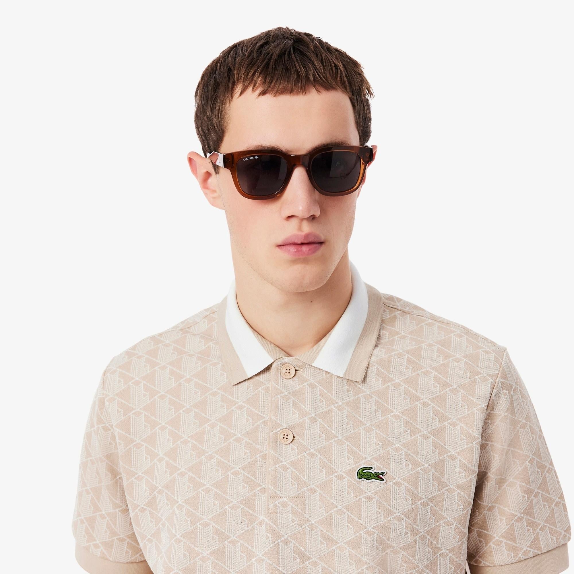Polo dal taglio classico in jacquard con monogramma DH1417 8GI LACOSTE 