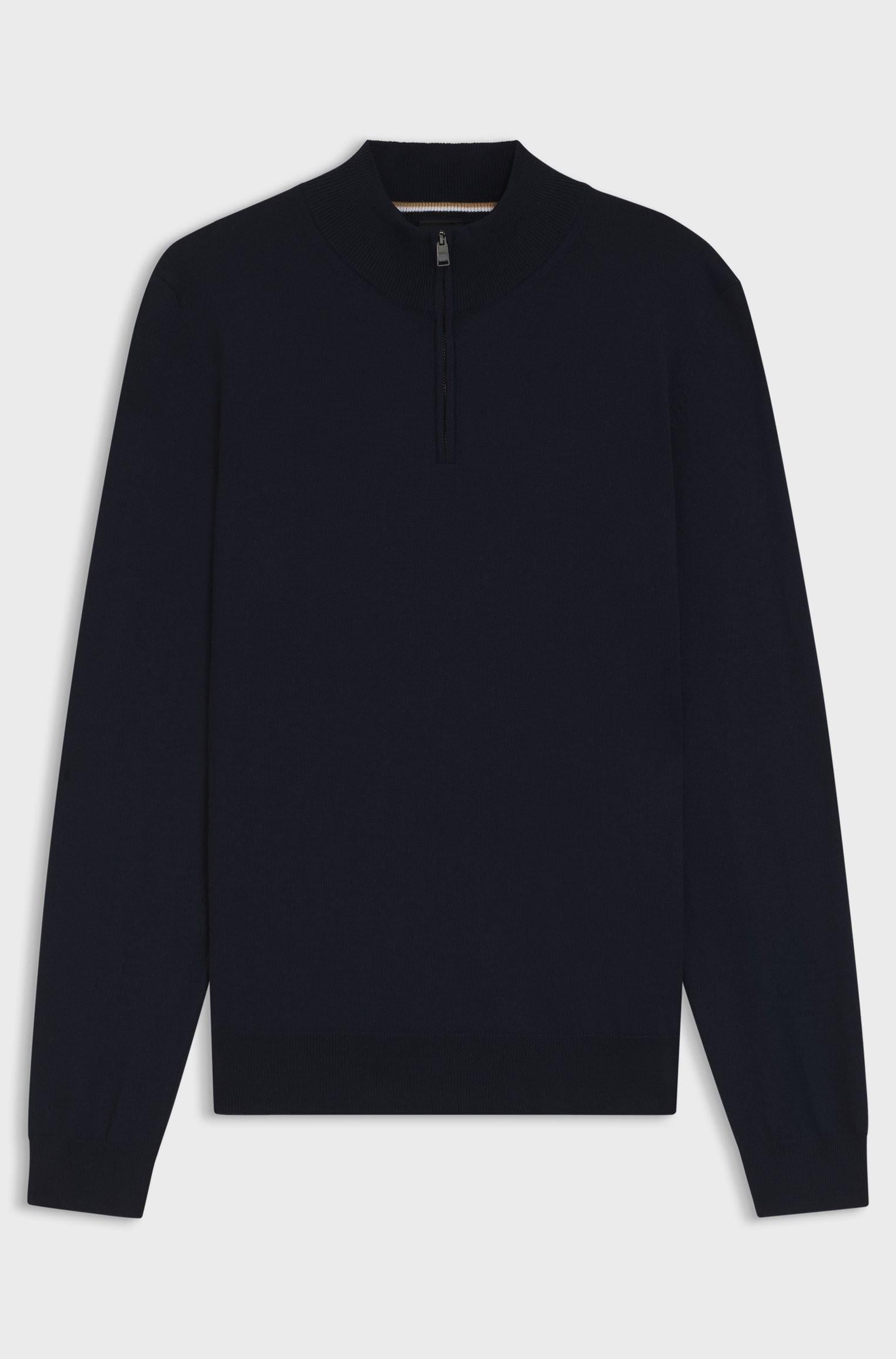 Maglione con colletto con zip in lana vergine 50528300 404 BOSS 