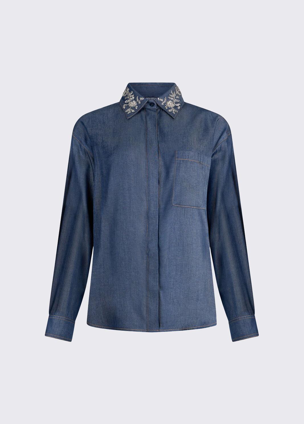 Camicia con colletto removibile UA6274D4894 77000 LIU JO BLUE DENIM 
