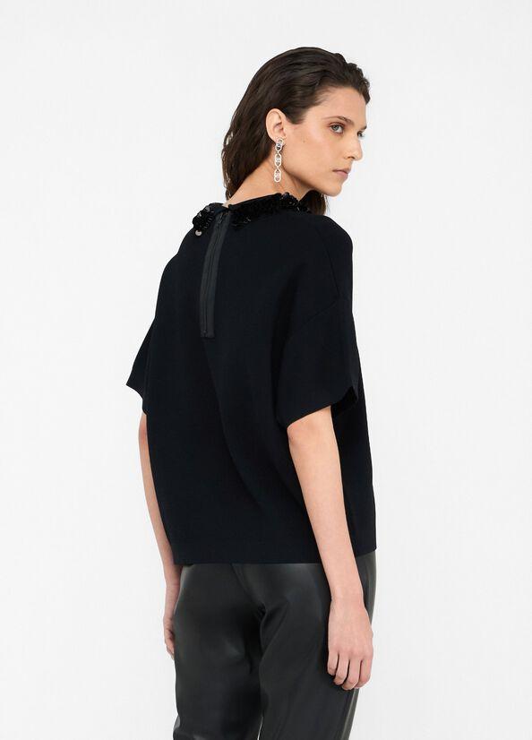 Maglia con paillettes CF5038MS55N 22222 LIU JO BLACK 