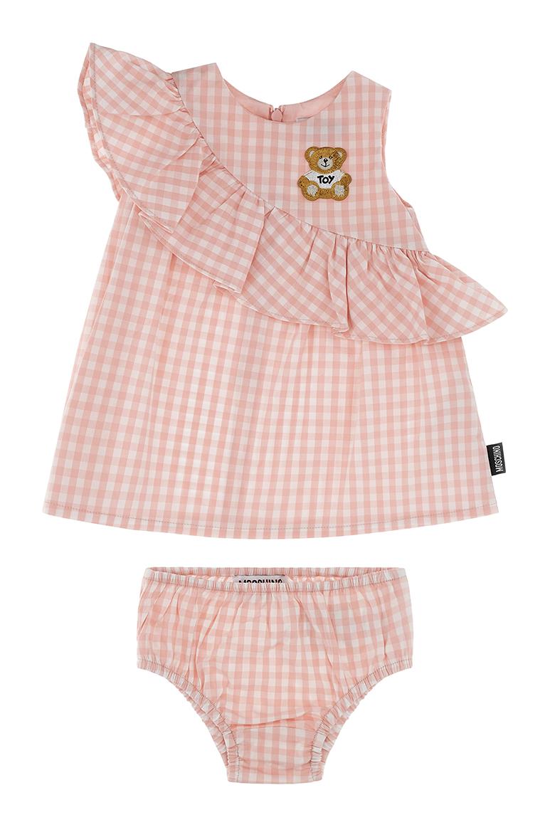 Abito a quadri con scollo rotondo MDV0C3LME05 85010 MOSCHINO BABY 