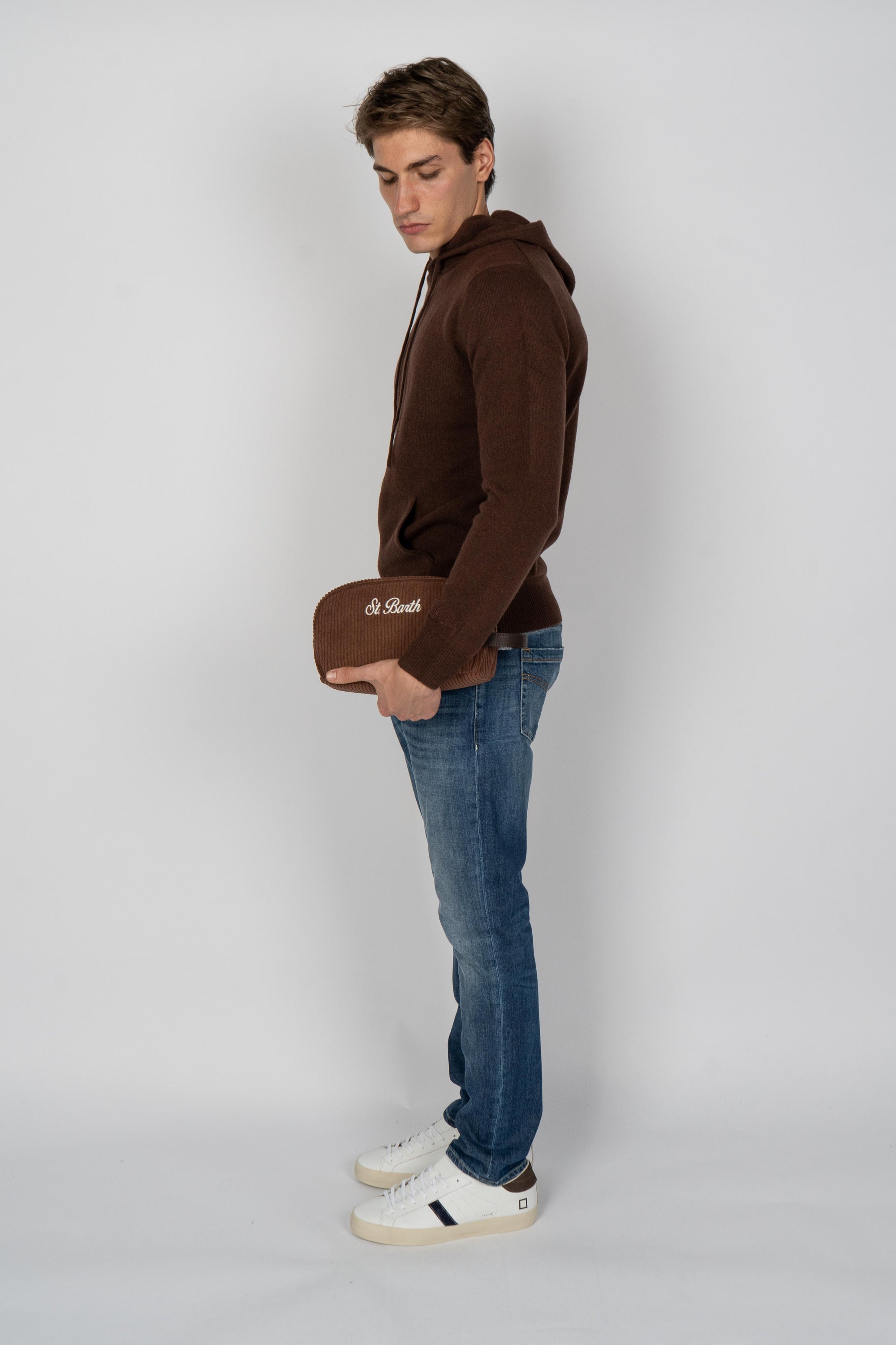 Vanity case Westwood Corduroy in velluto a coste marrone WES0008 01042I MC2 SAINT BARTH 