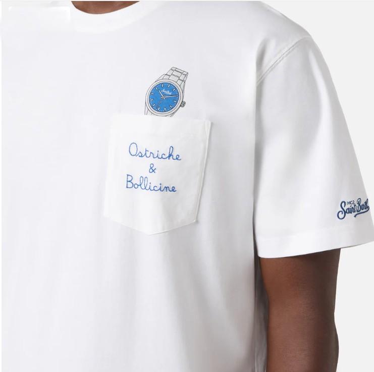 T-shirt Austin bianca con orologio AUS0001 04294L MC2 SAINT BARTH 
