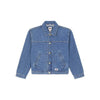 Pleated denim trucker jacket