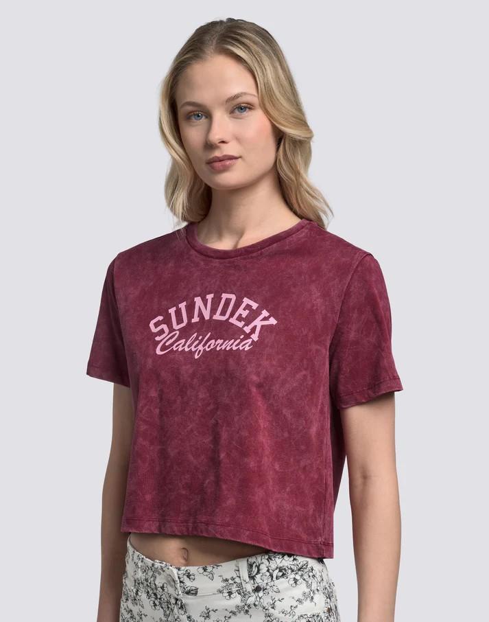 T-shirt donna cropped vintage wash W748TEJS000 A9001 SUNDEK 