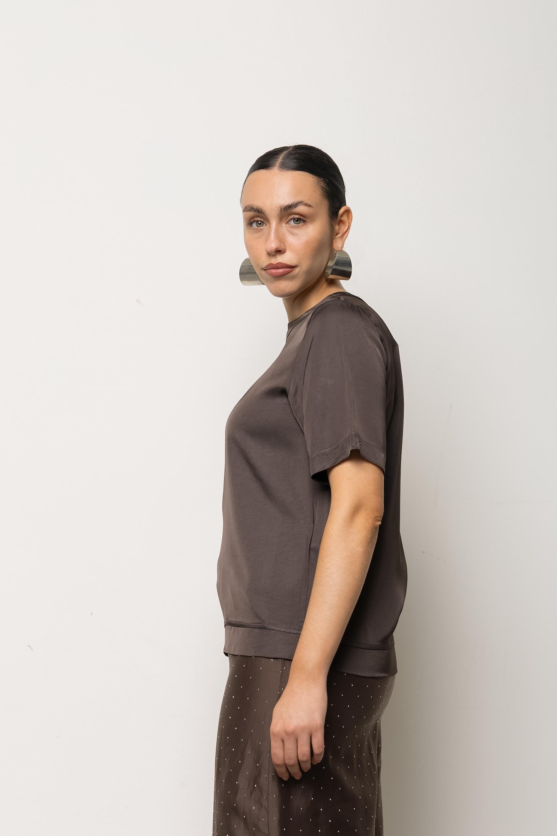 T-shirt girocollo in raso SPJAR004 6006 KAOS JEANS 