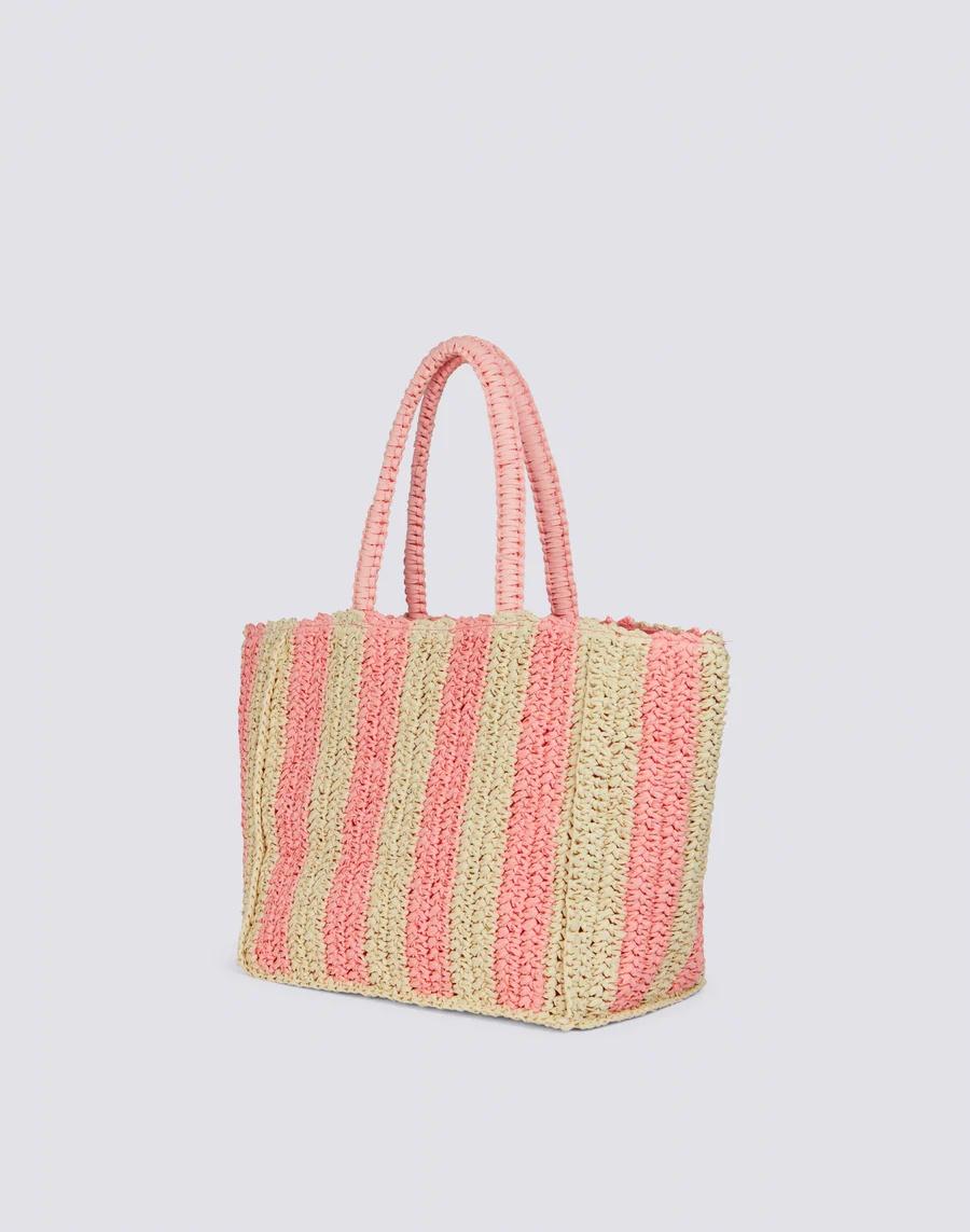 Chou borsa in paper straw con logo ricamato rosa AW741ABPA100 A3700 SUNDEK 