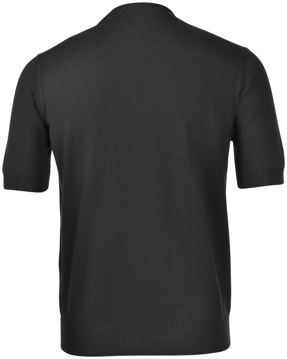 T-shirt in maglia con collo a coste nero  57188/18163 099 GRAN SASSO 