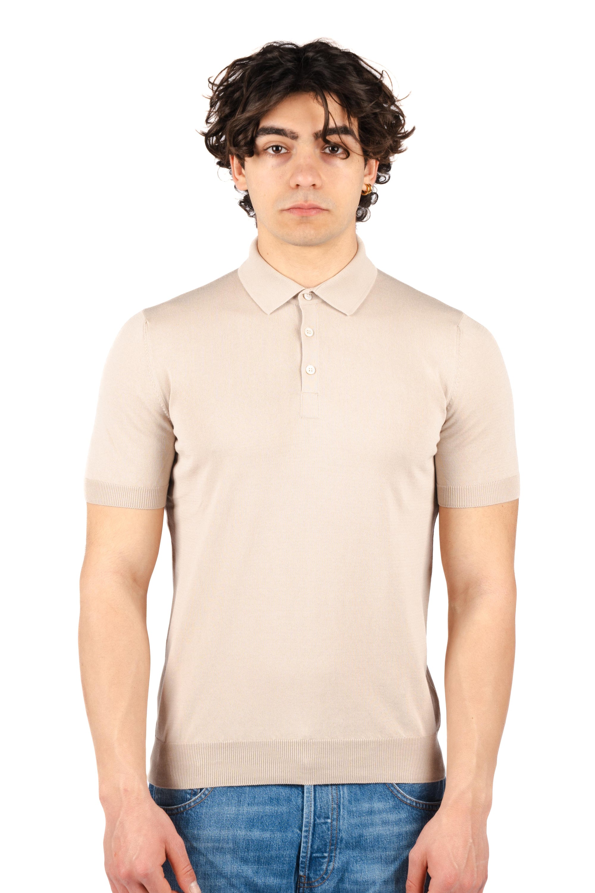 Polo in maglia fresh cotton beige 57119/20615 010 GRAN SASSO 