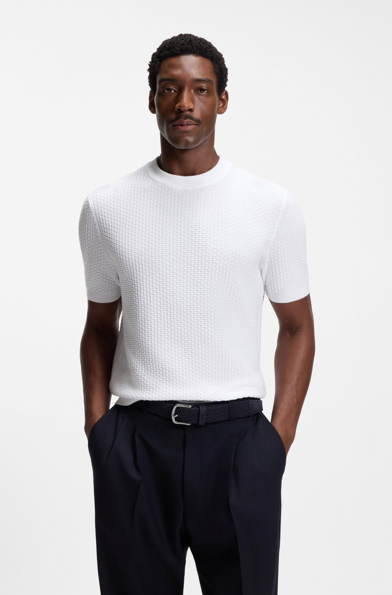 Maglione  in cotone con lavorazione a maglia 50560468 100 BOSS 