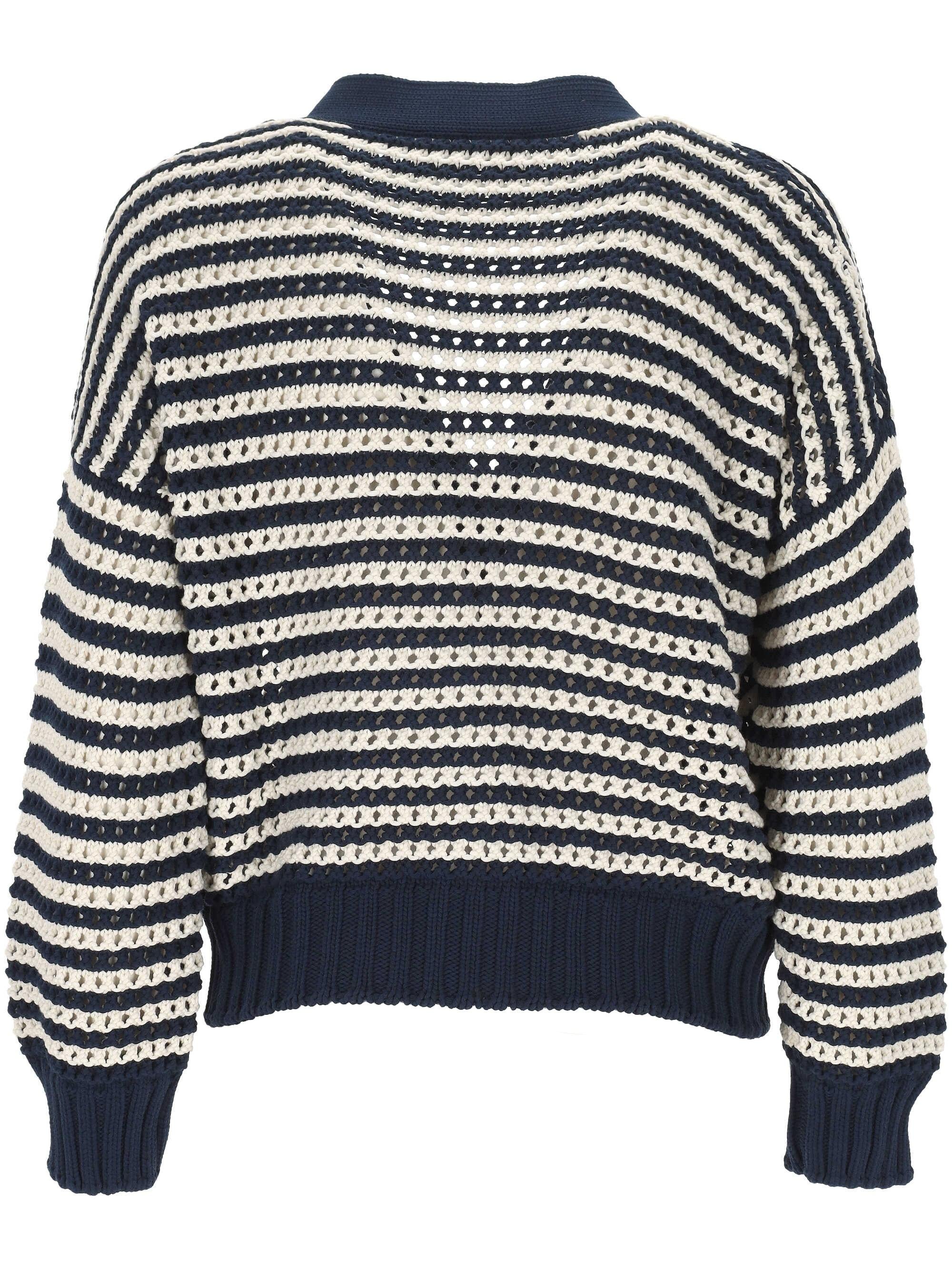 Cardigan a maglia traforata a righe 10220/18420 598 GRAN SASSO 