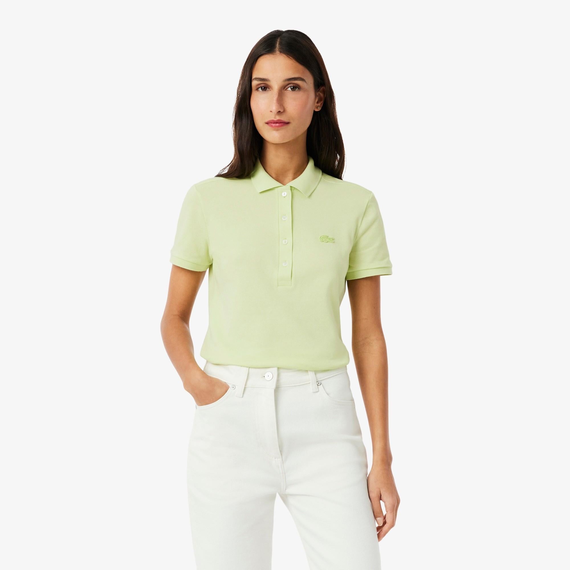 Polo da donna in piqué di cotone stretch Lacoste slim fit PF5462 BIC LACOSTE 