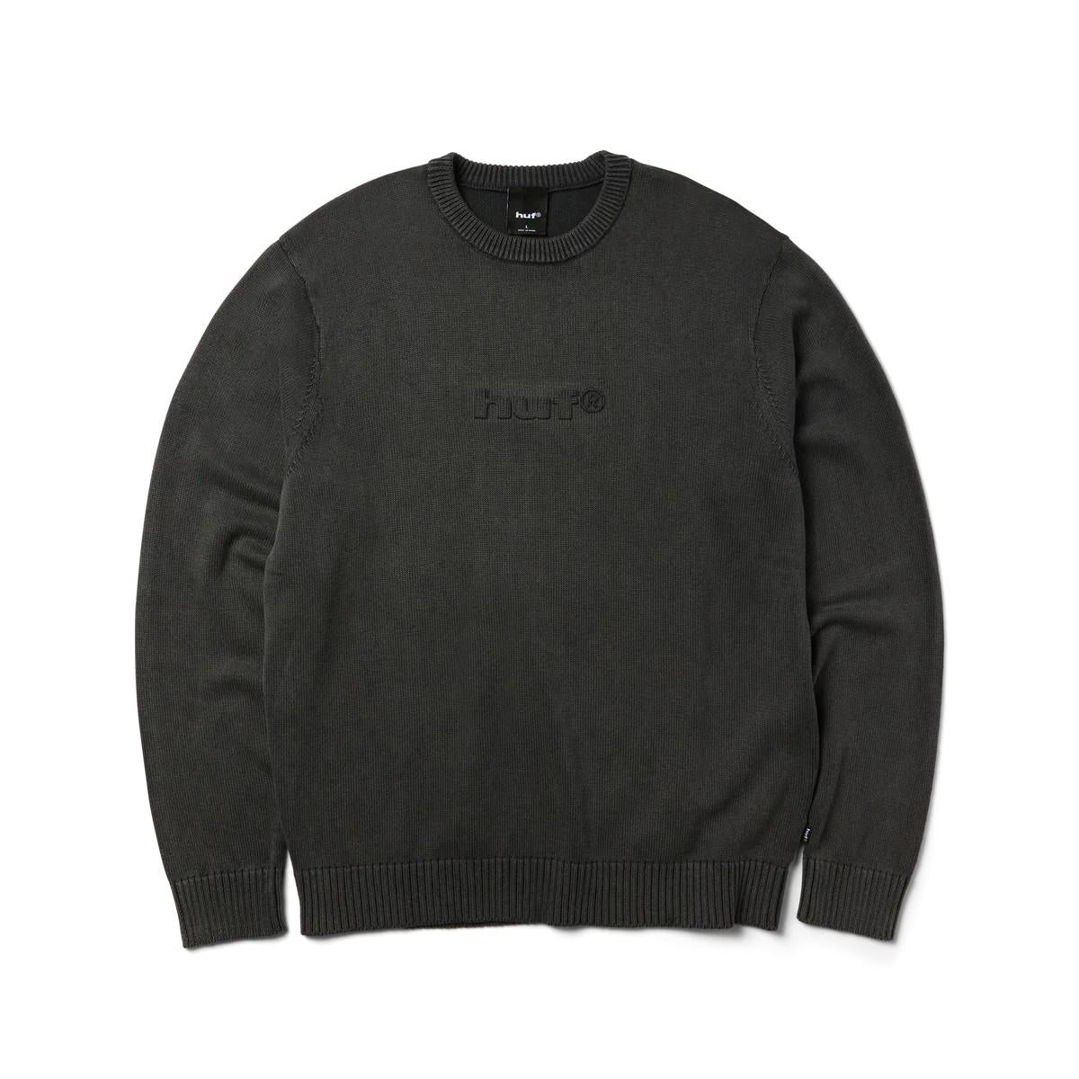 Pacific wash embossed crewneck sweate KN00581 BLACK HUF 