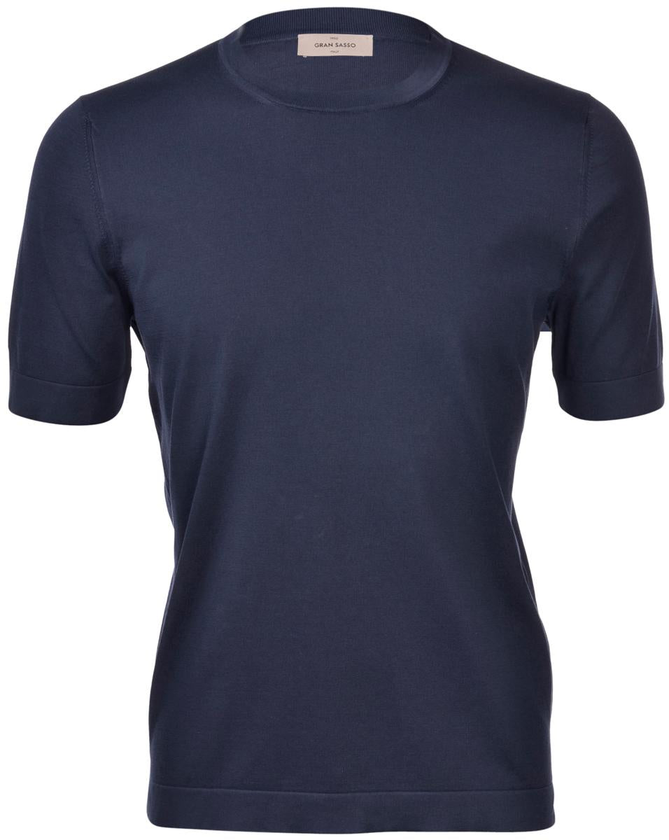 T-shirt in maglia vintage cotone organico blu navy 43168/21820 598 GRAN SASSO 