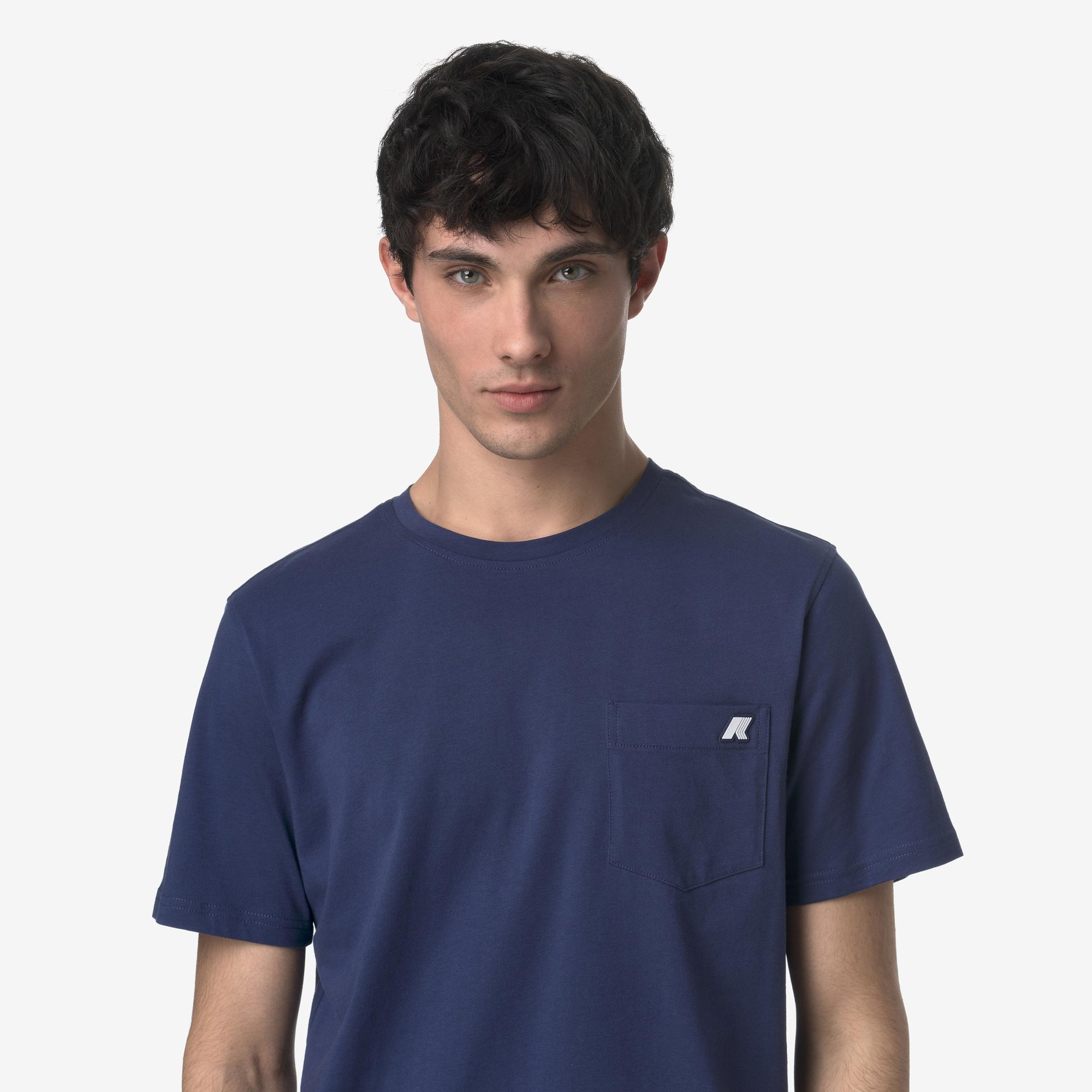 T-Shirt in Cotone Slim Fit Uomo blu cobalto con Taschino K31368W 867 K-WAY 