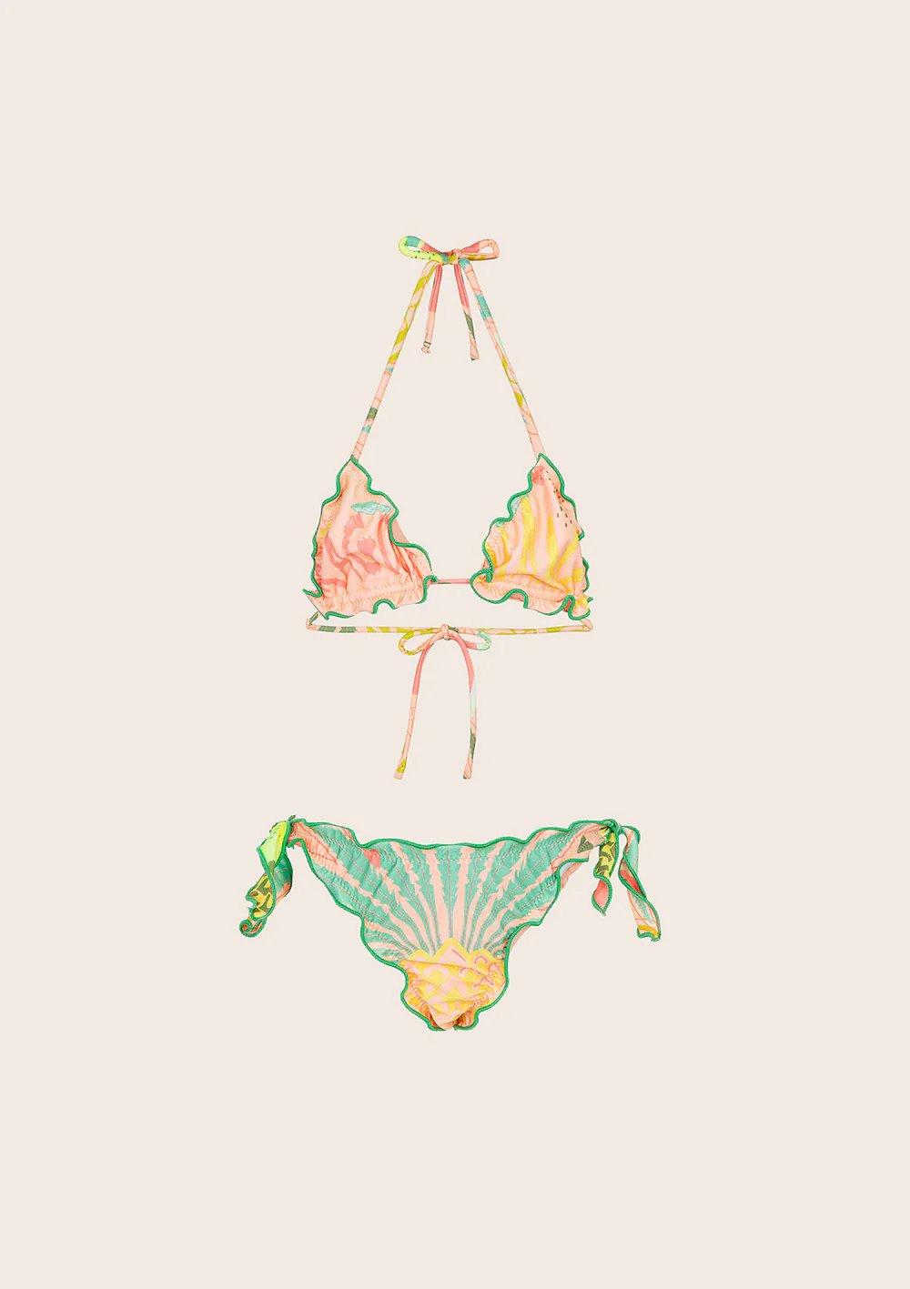 Bikini Bambina Triangolo con Slip Regolabile Fantasia verde G1D10TAX 20 F**K 
