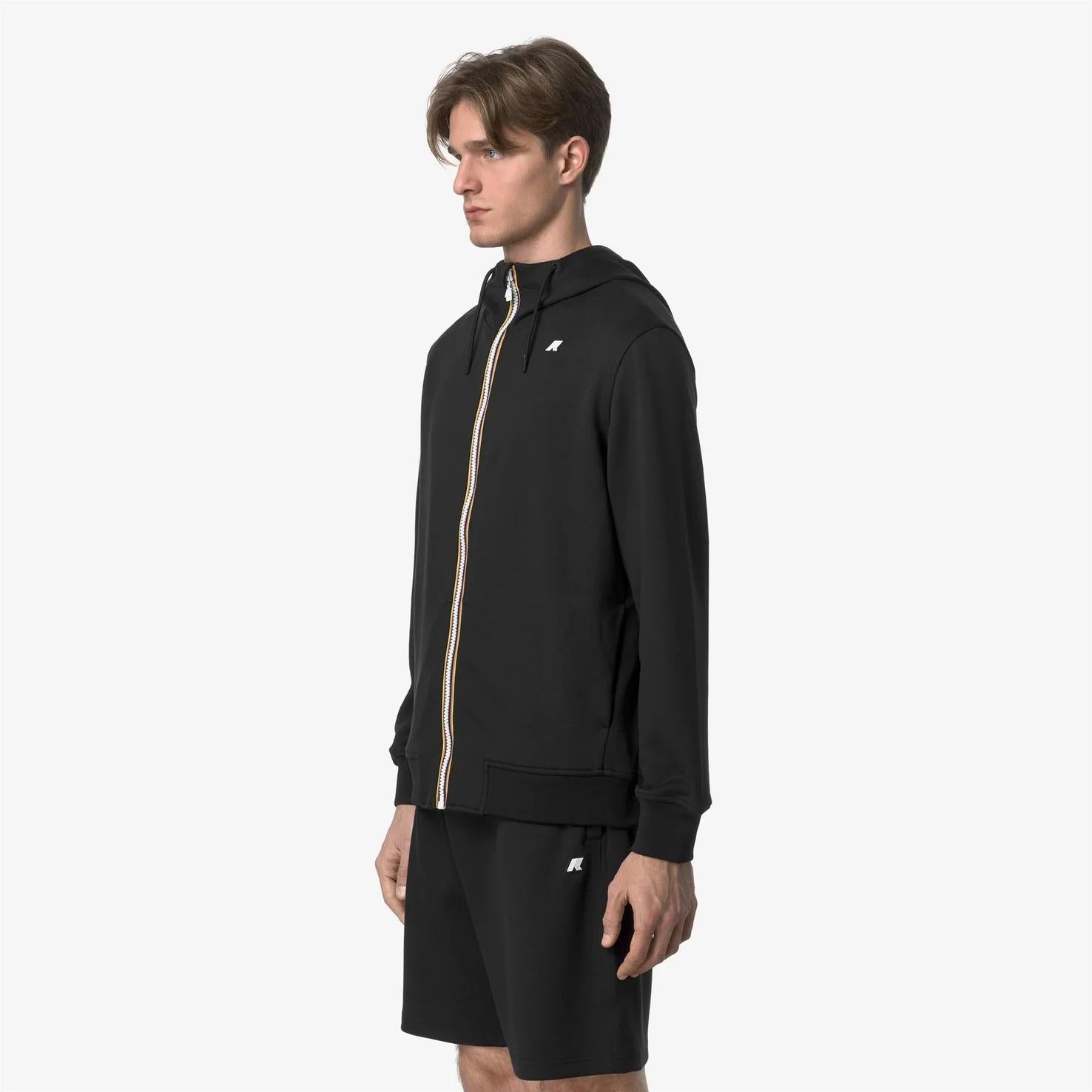 Giacca in caldo pile da uomo nero con cappuccio regolabile K1151UW USY K-WAY 