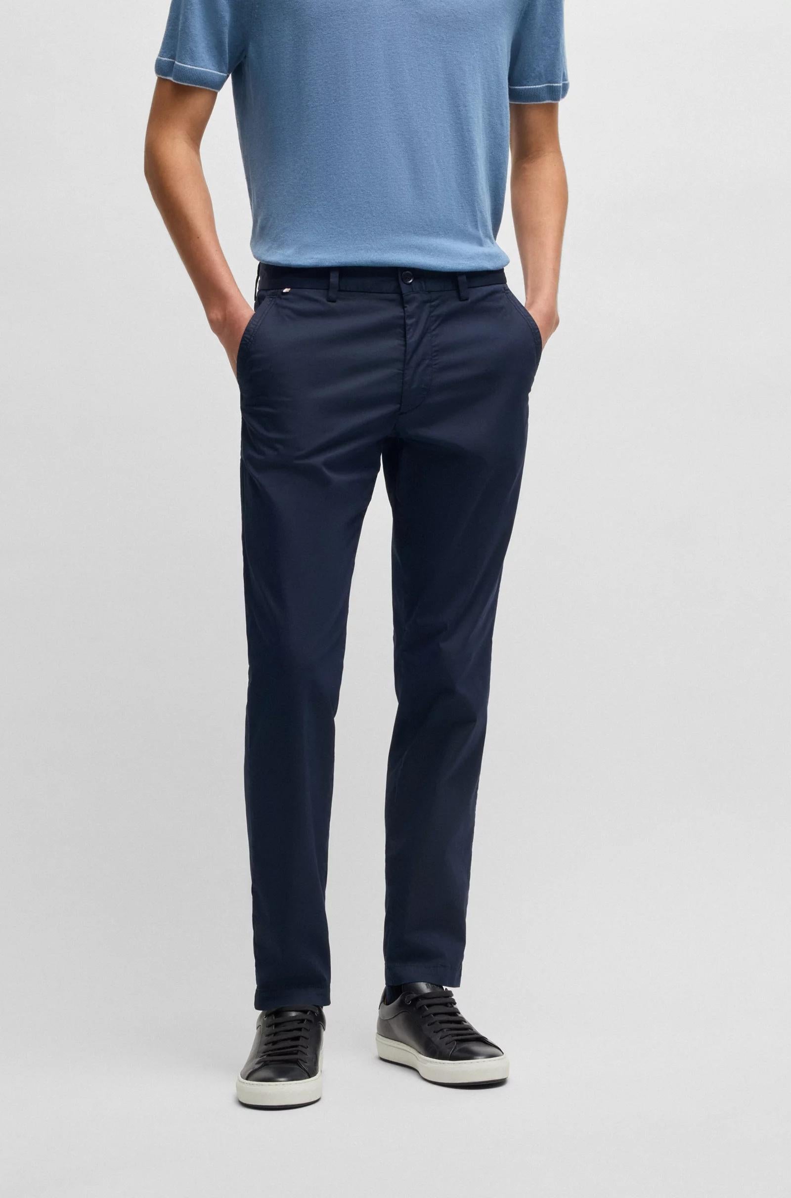 Pantaloni slim fit in satin di misto cotone 50540650 404 BOSS 
