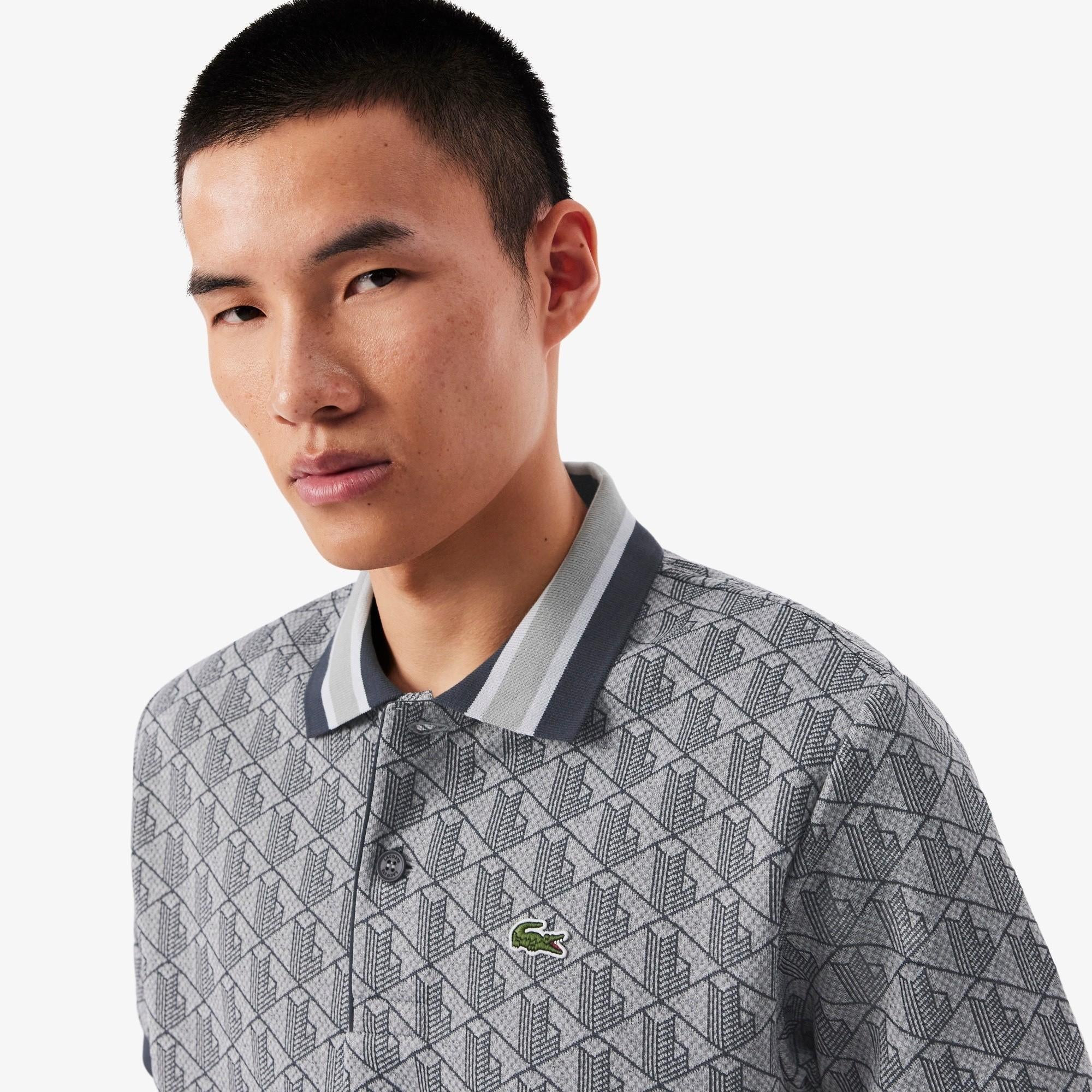 Polo dal taglio classico in jacquard con monogramma DH1417 41I LACOSTE 