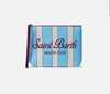 Pochette Aline in scuba a righe azzurre e logo Beach Club