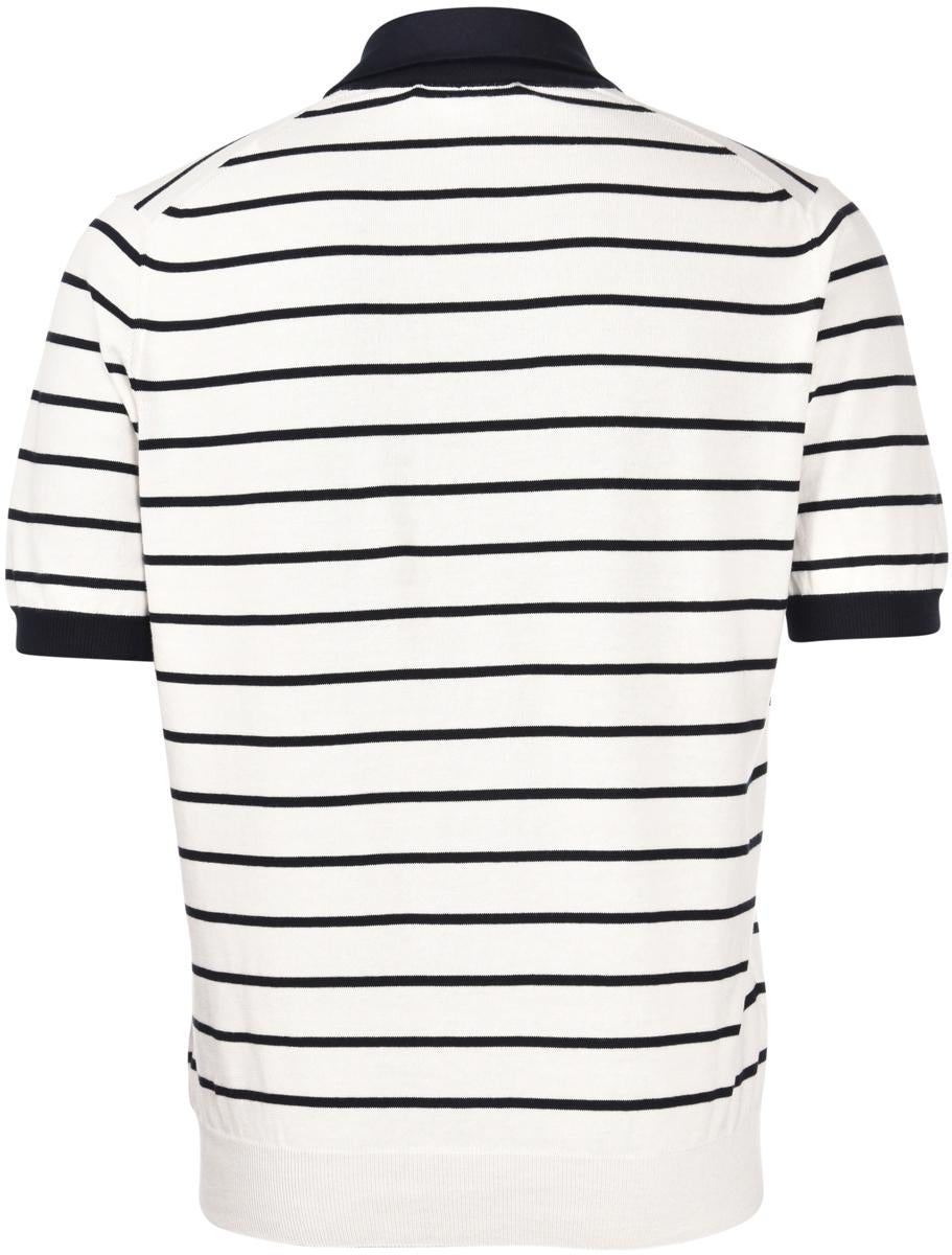 Polo skipper in maglia a righe bianco blu  57110/18052 005 GRAN SASSO 