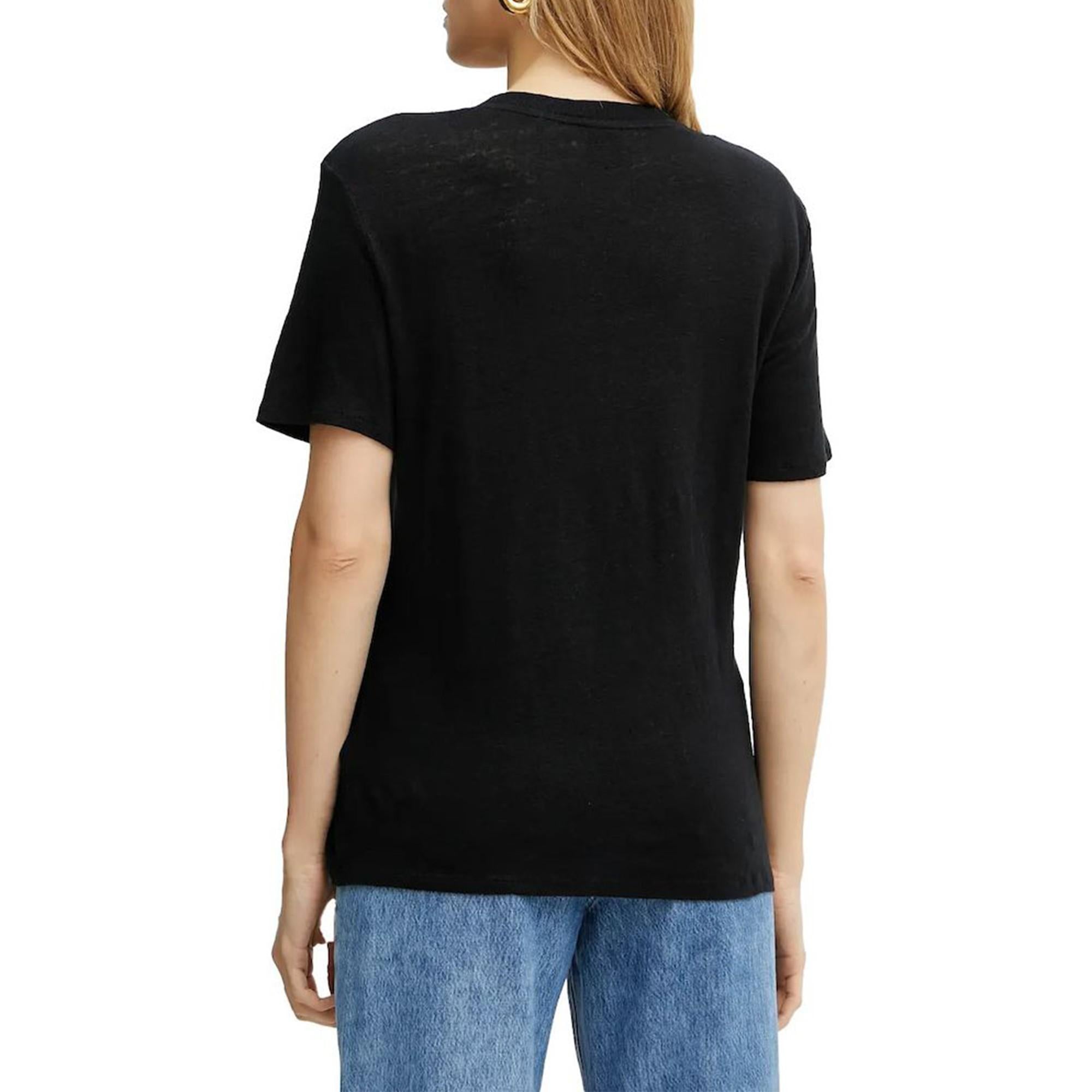 T-shirt a scollo a V in lino leggero 50538645 001 BOSS 