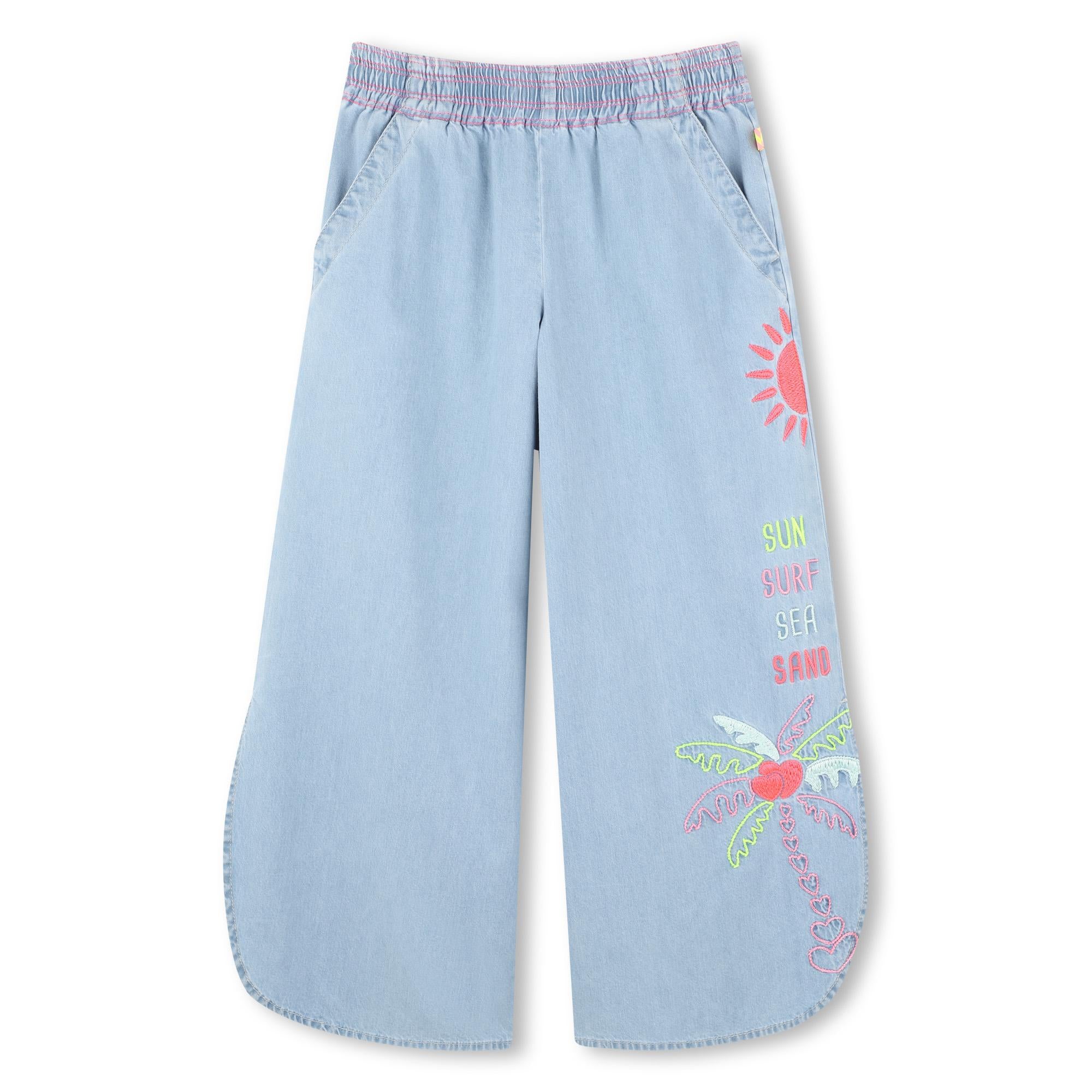 Pantalone in denim con ricami U20859 Z04 BILLIEBLUSH 