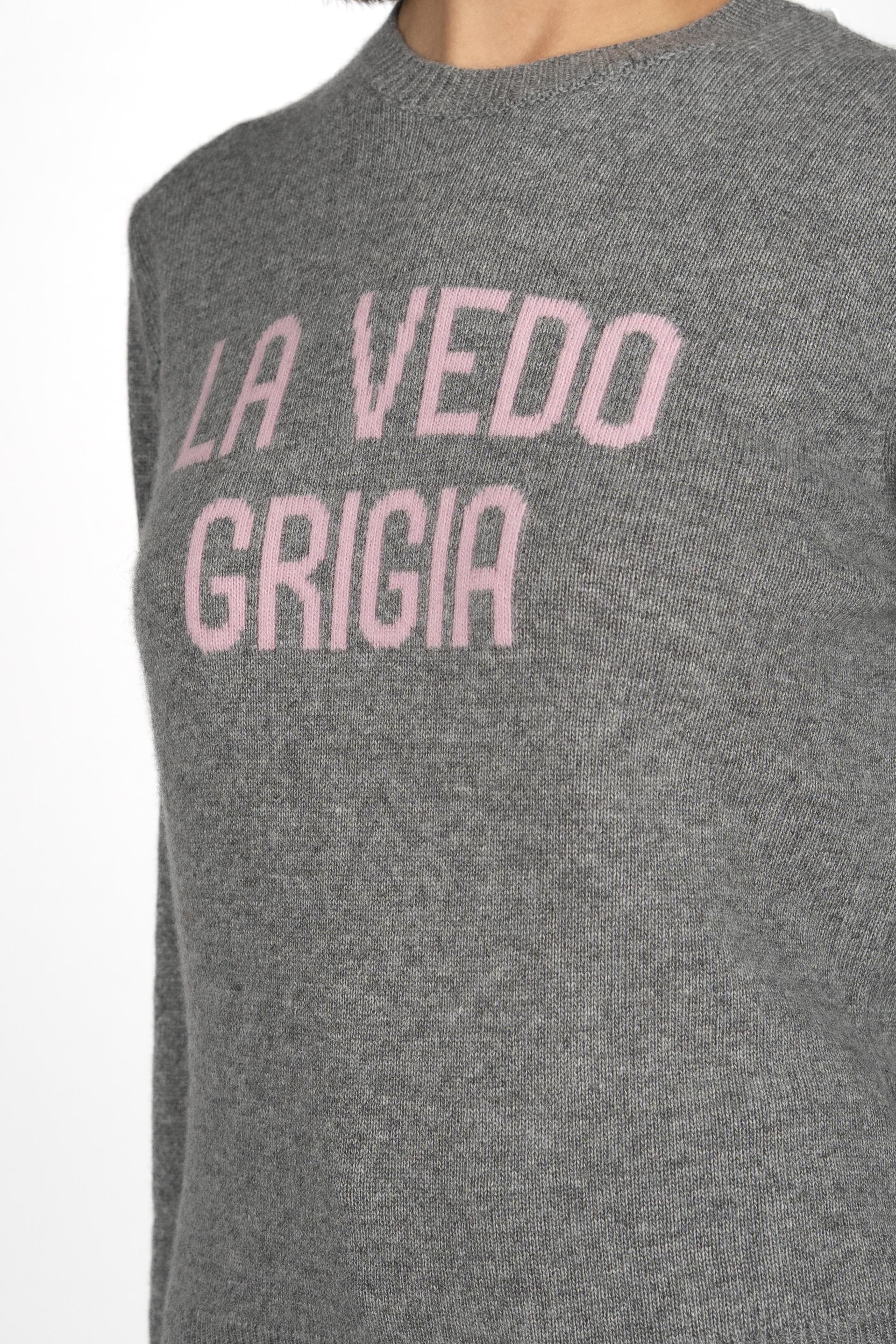 Maglione New Queen con jacquard La vedo grigia QUE0010 04114I MC2 SAINT BARTH 