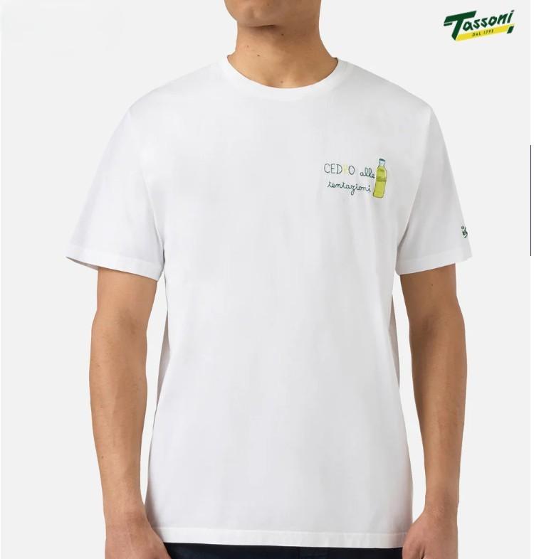T-shirt Portofino bianca con ricamo Cedro Alle Tentazioni POT0001 00440L MC2 SAINT BARTH 