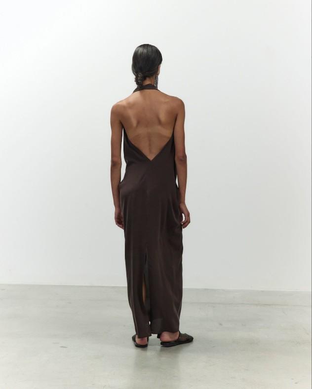 Abito seta mano sale halter 116330 CHOCO ALYSI CHOCOLAT 