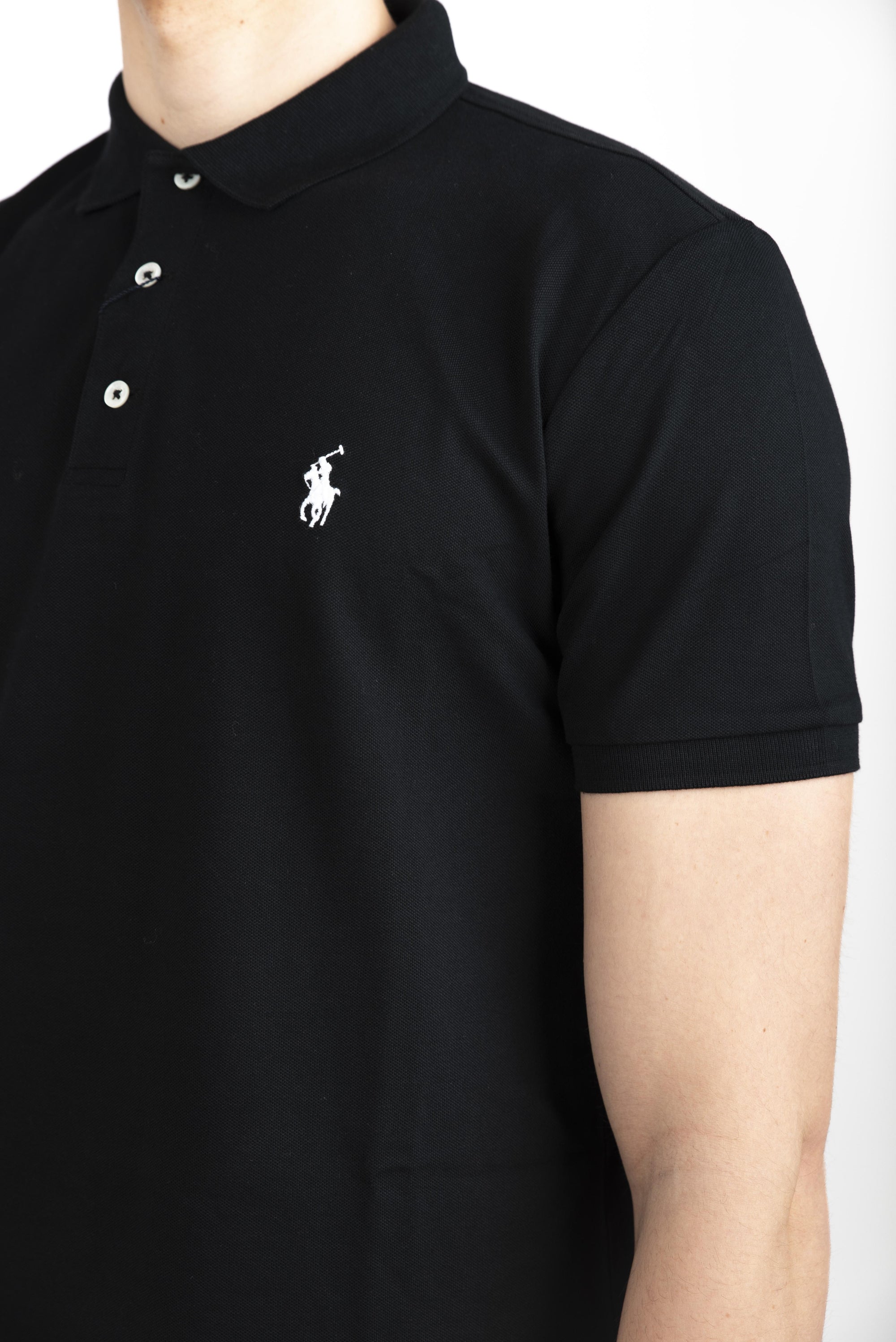 Polo nera in piqué stretch Custom Slim Fit 710941439 001 POLO RALPH LAUREN 