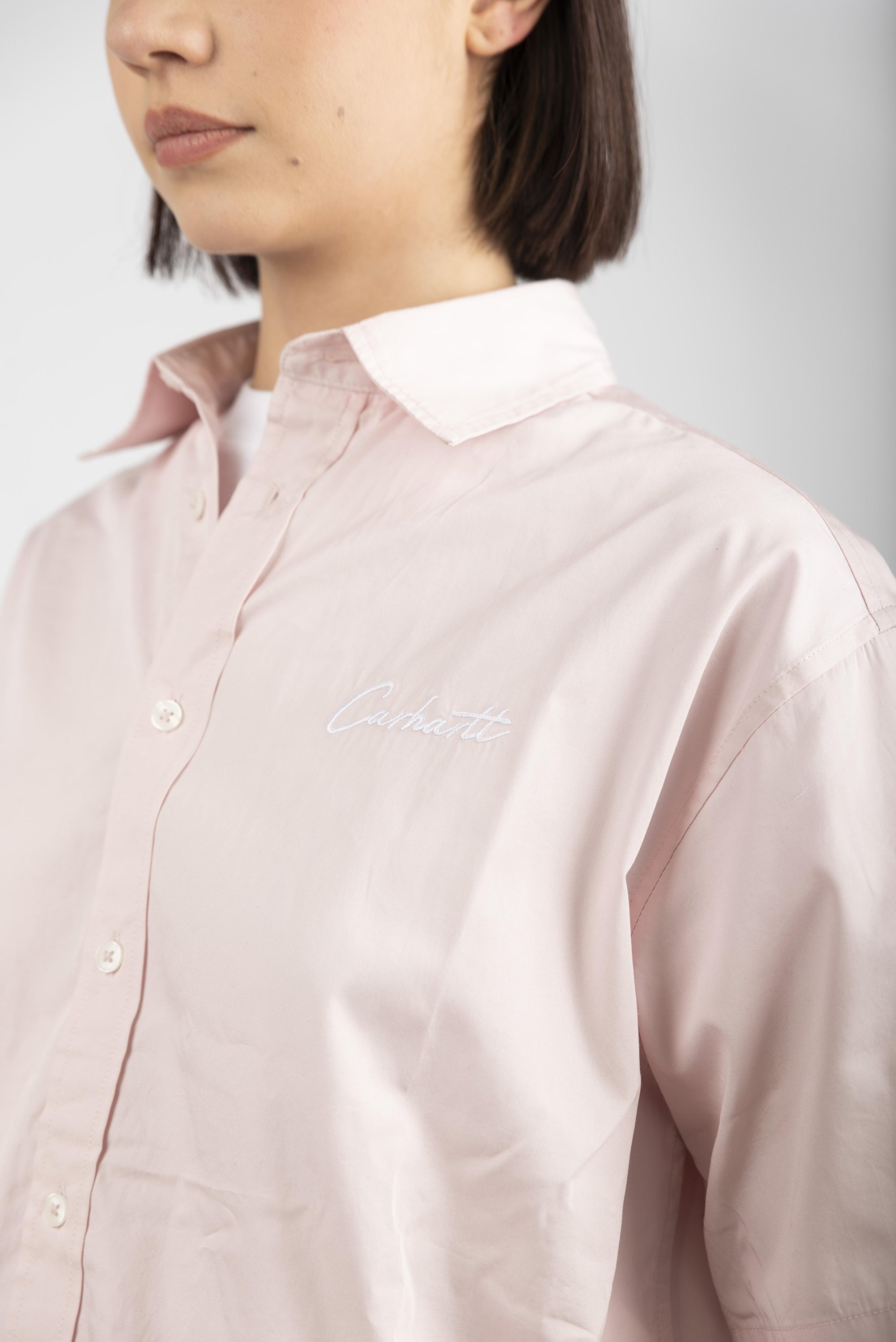Camicia Women's S/S Jaxon Shirt air pink white  I033080 2QDXX CARHARTT WIP 