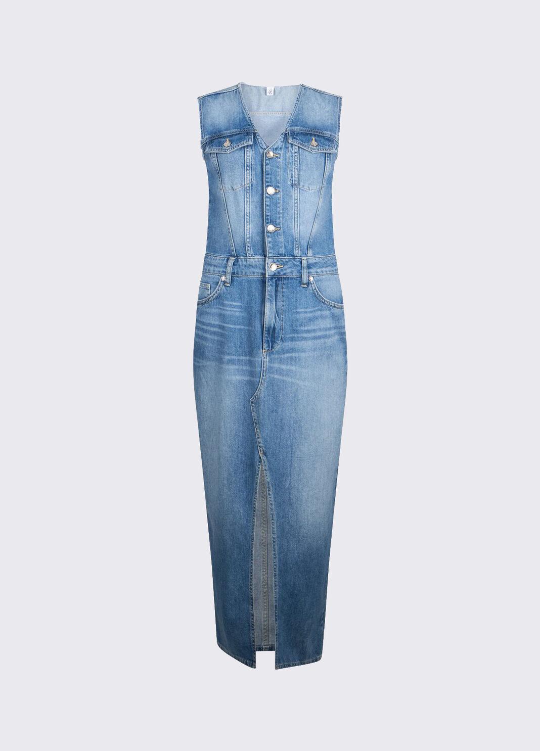 Abito lungo in denim UA6123D0309 79021 LIU JO BLUE DENIM 