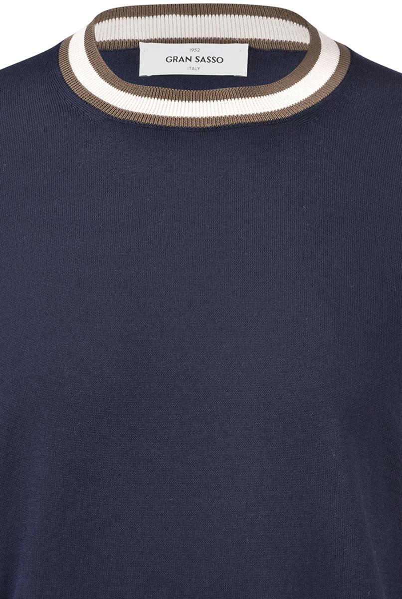 T-shirt in maglia con dettagli blu navy bianco marrone 57135/20671 598 GRAN SASSO 