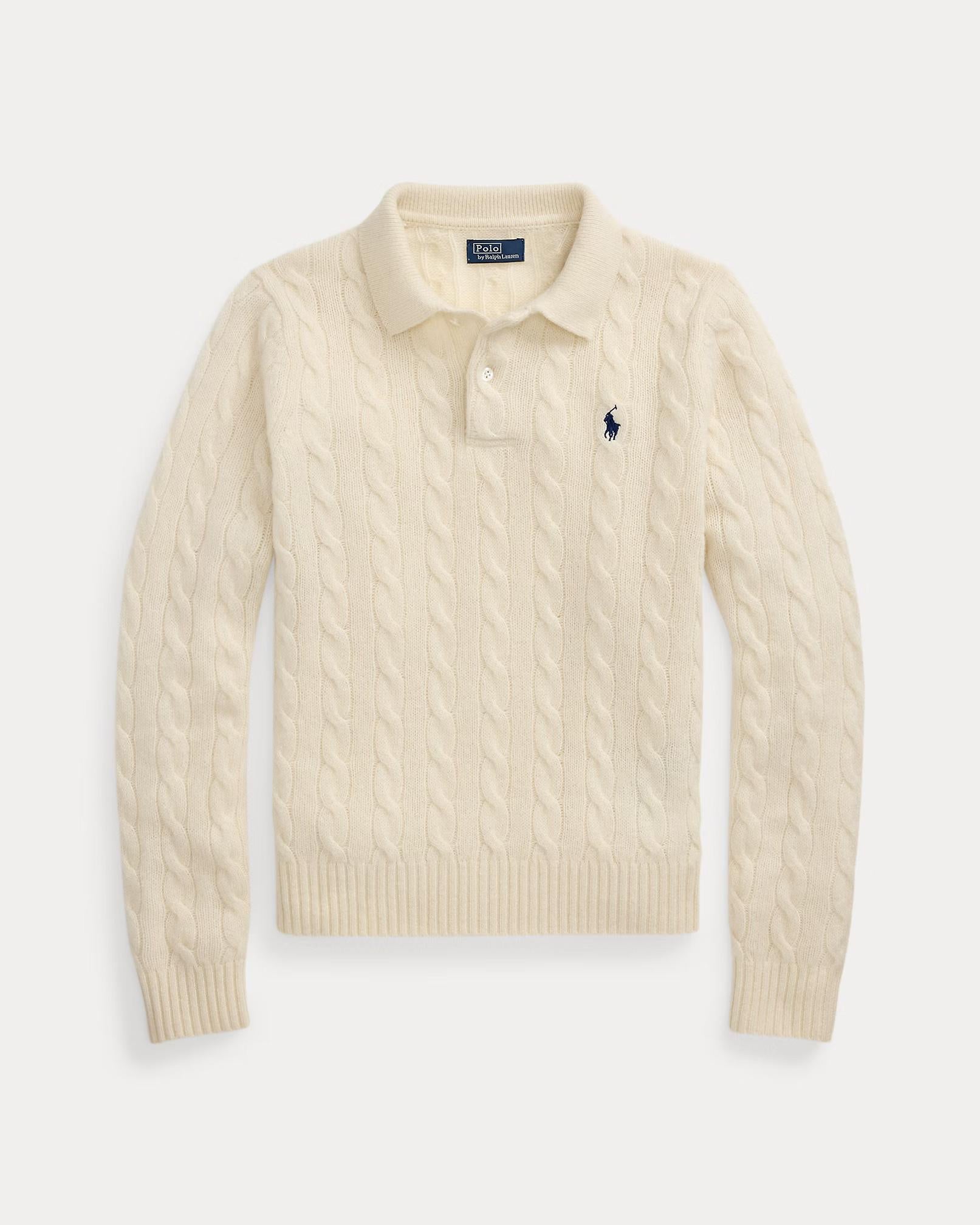 Maglia polo in lana e cashmere a trecce 211972132 001 POLO RALPH LAUREN 