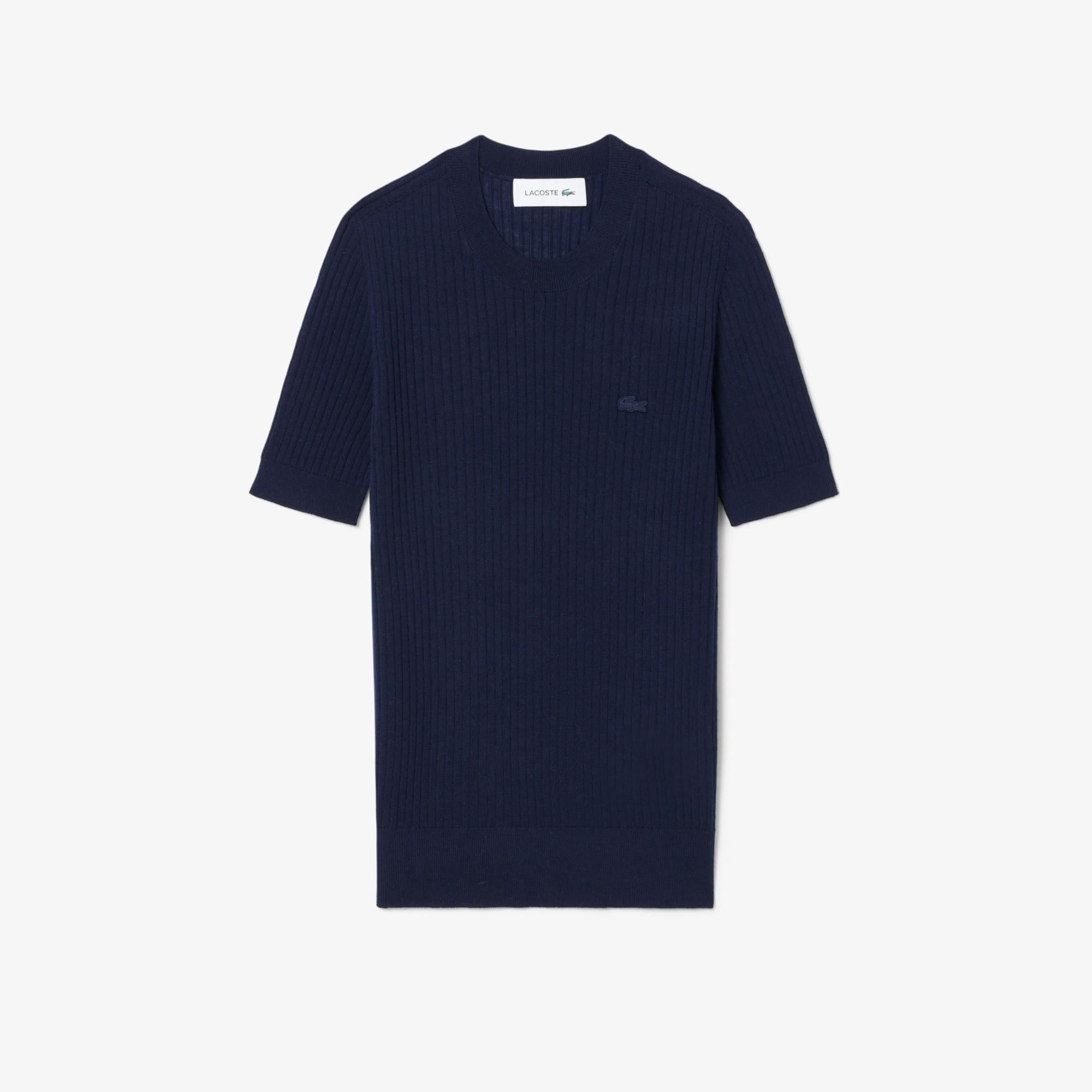 Maglione a maniche corte in lana merinos a coste AF4146 166 LACOSTE 