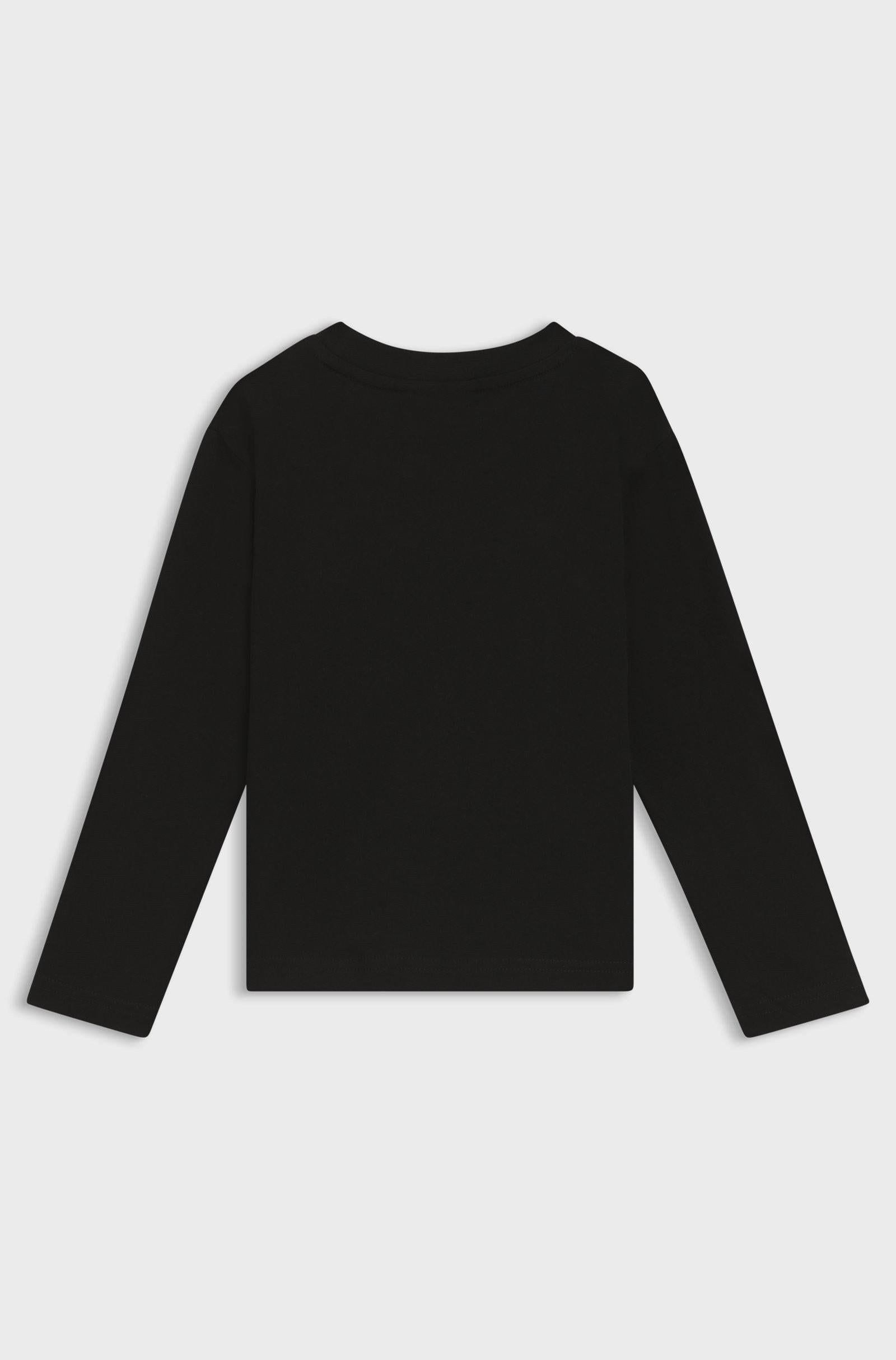 Maglia a maniche lunghe in cotone con logo spezzato G00437 09BA HUGO 