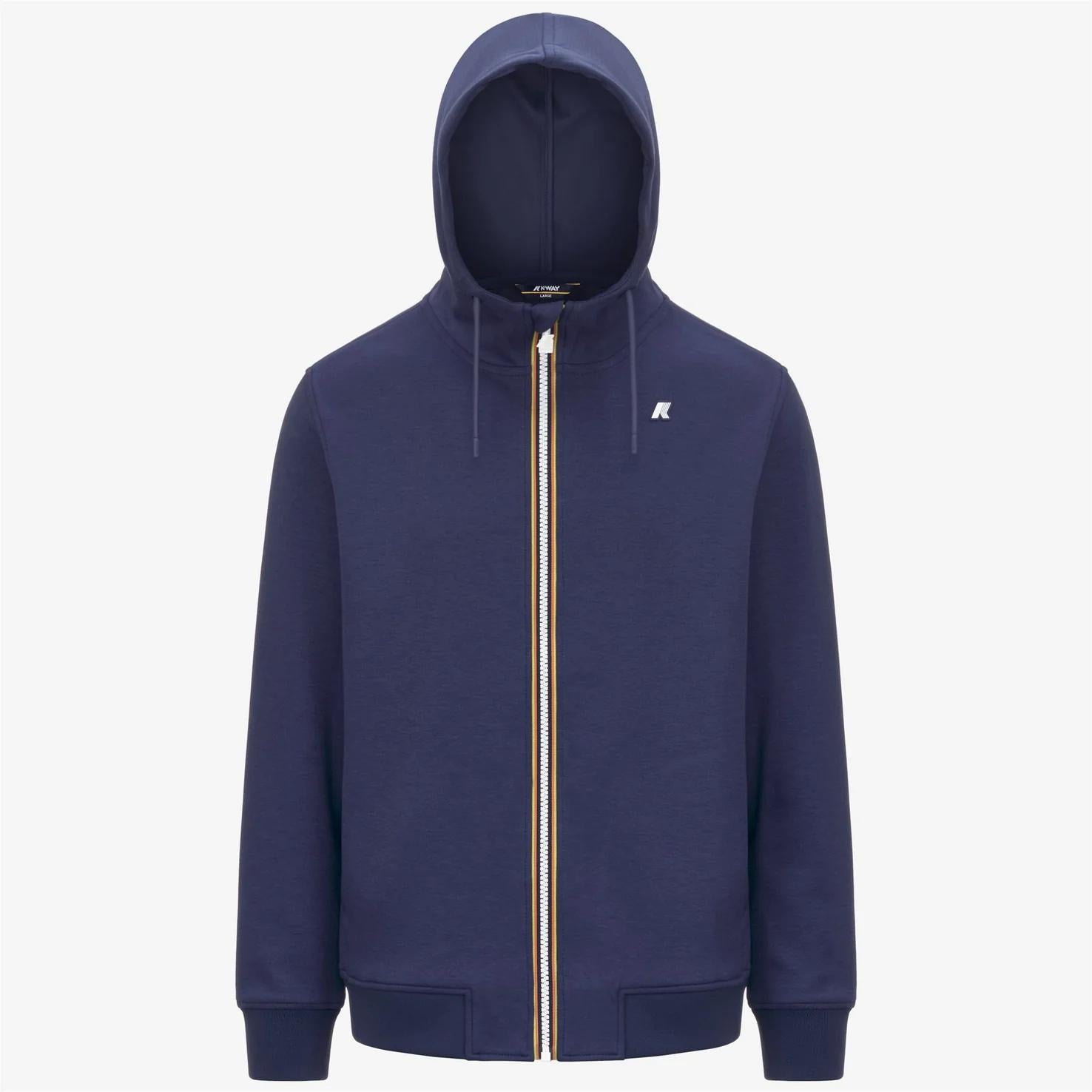 Giacca in caldo pile da uomo blu con cappuccio regolabile K1151UW 867 K-WAY 