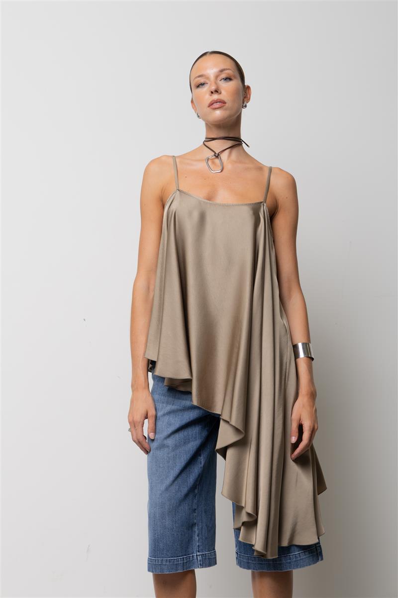 Top asimmetrico in raso SPJAR009 1096 KAOS JEANS 