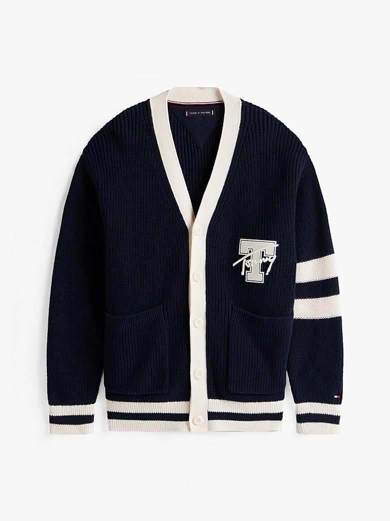 Cardigan Varsity con scollatura a V e logo KB0KB09757J C1G TOMMY HILFIGER 