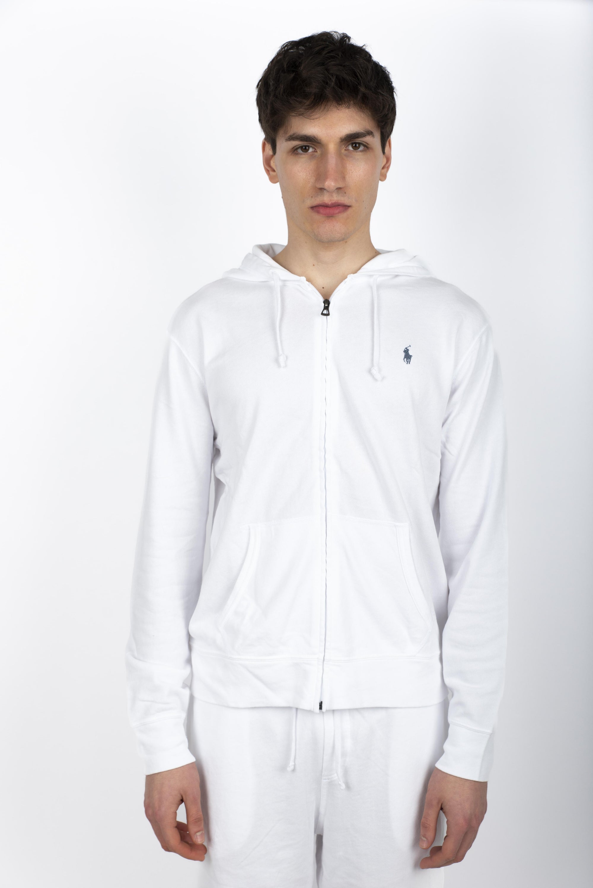 Felpa bianca in spugna spa con cappuccio 710706348 002 POLO RALPH LAUREN 