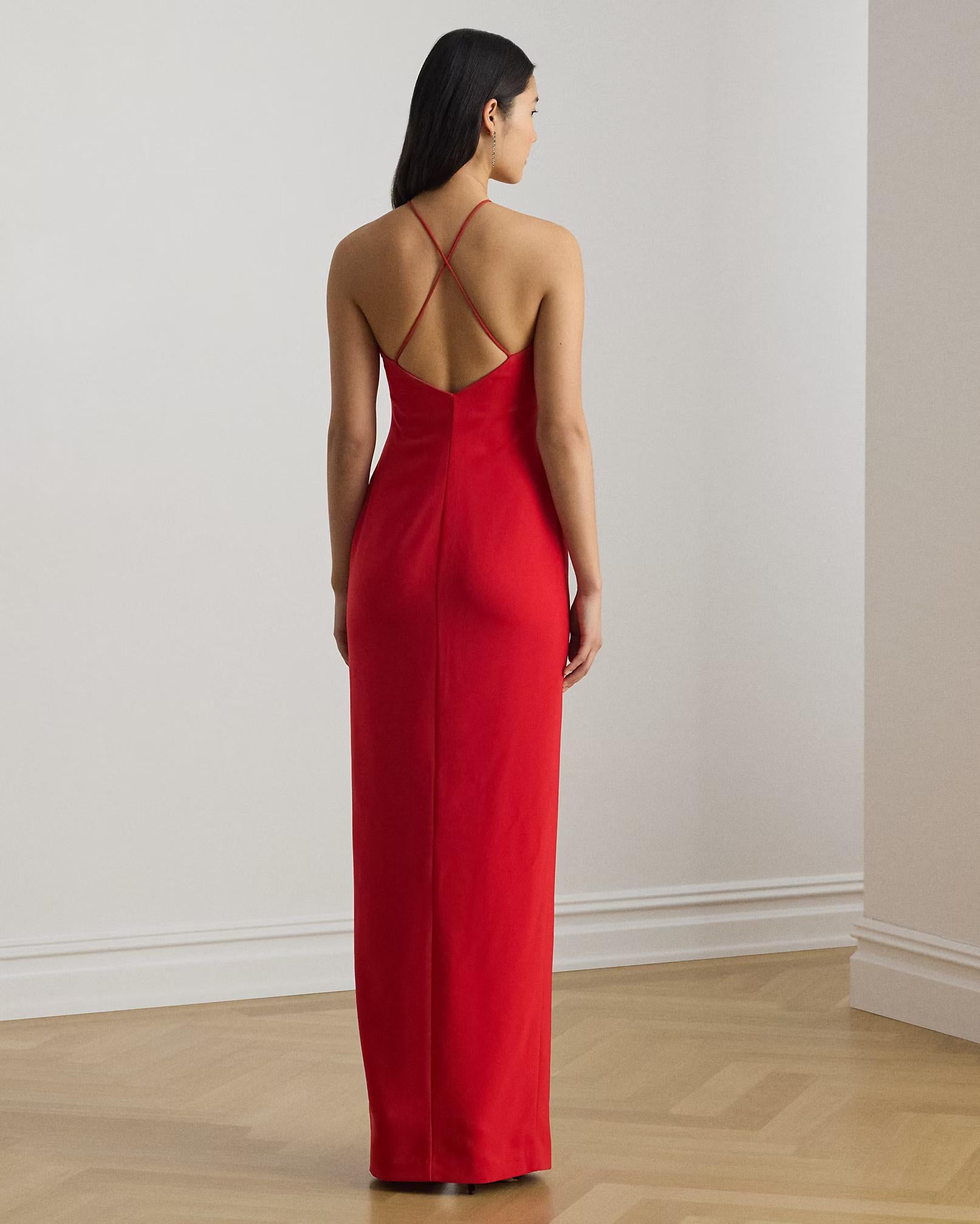 Abito halter in crêpe double-face 253P10146 001 LAUREN 
